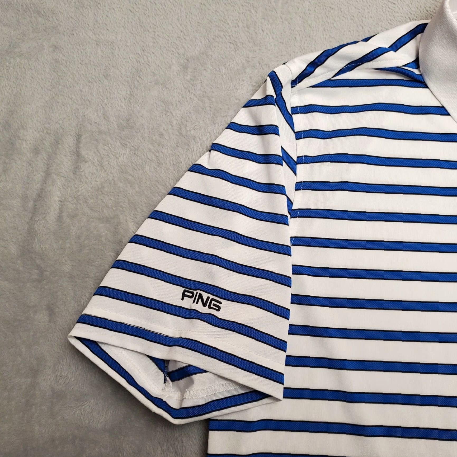 Vintage Ping Shirt Mens XL Blue Striped Performance Polo Golf Casual Size US XL / EU 56 / 4 - 3 Thumbnail