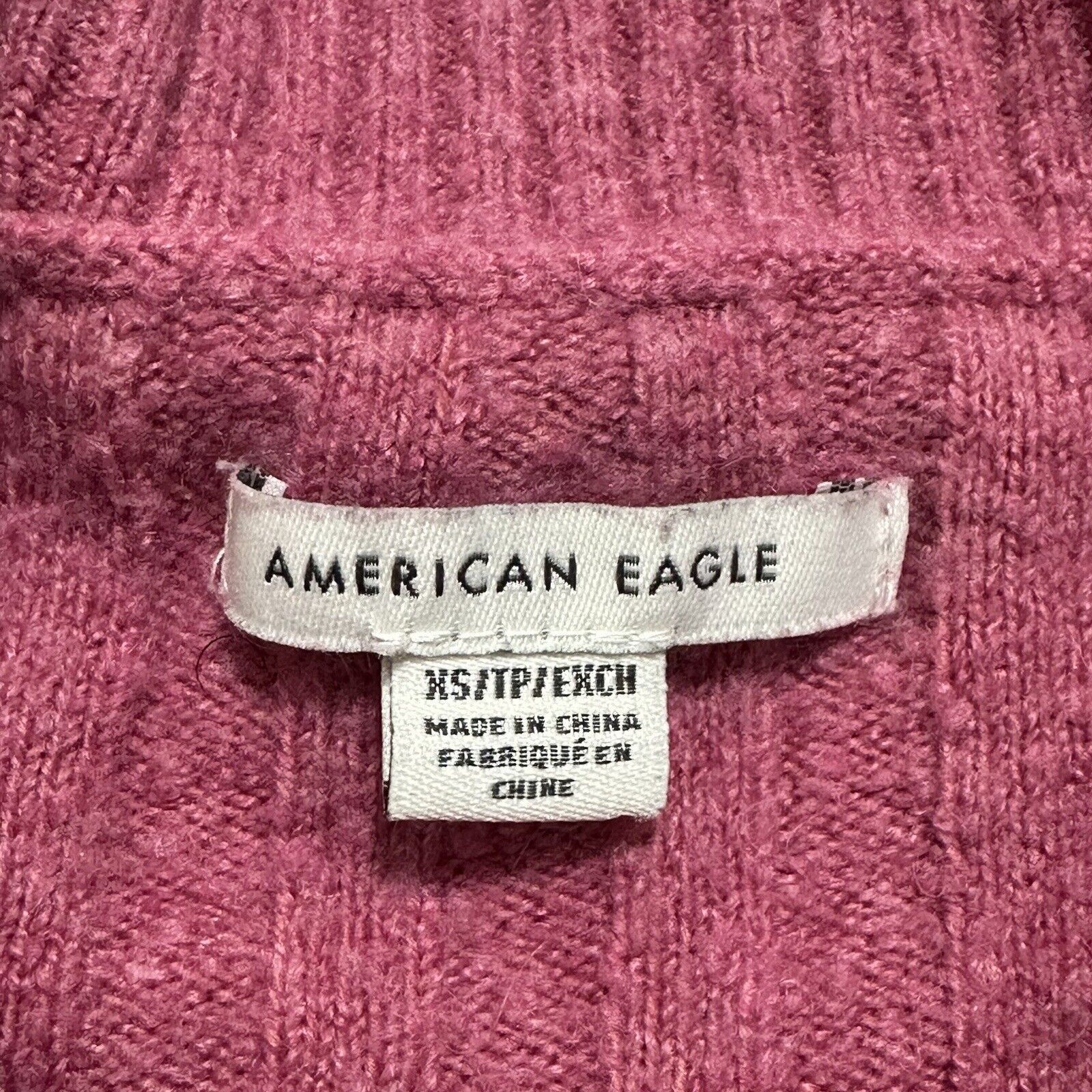 American Eagle Outfitters American Eagle XS Cropped Crewneck Sweater Pink Knit Size XS / US 0-2 / IT 36-38 - 3 Thumbnail