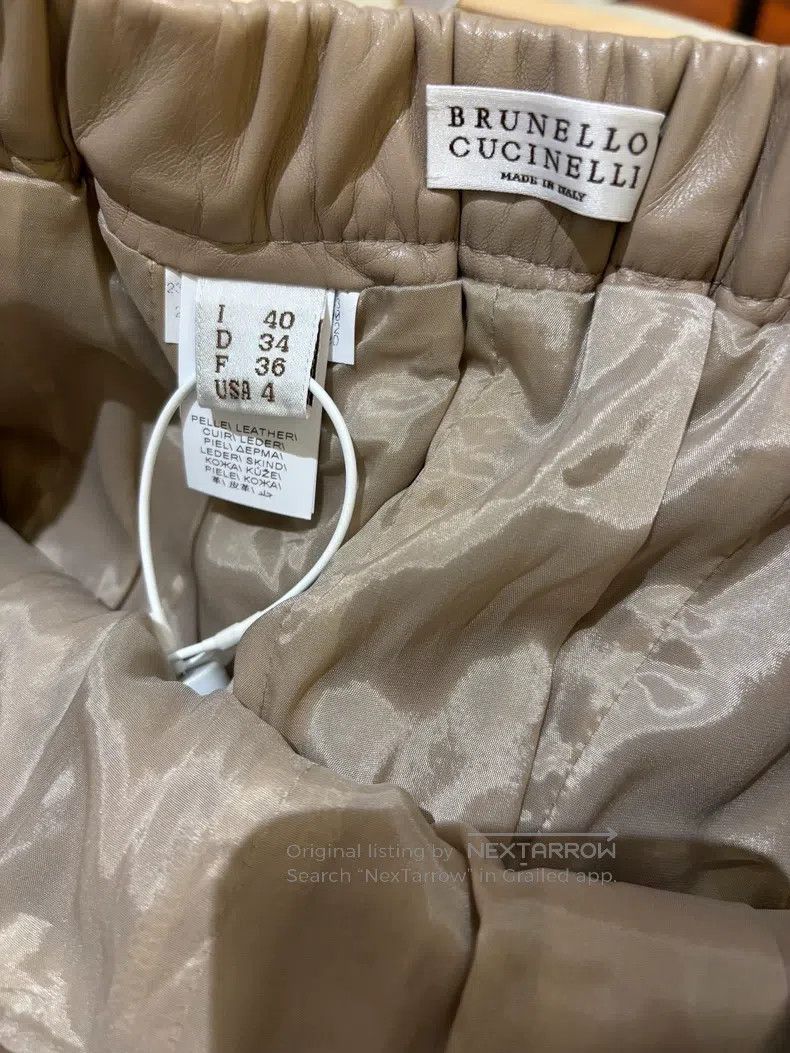 Brunello Cucinelli Brunello Cucinelli 2023 Autumn-Winter Beige Leather Pants Size 26" / US 2 / IT 38 - 6 Thumbnail