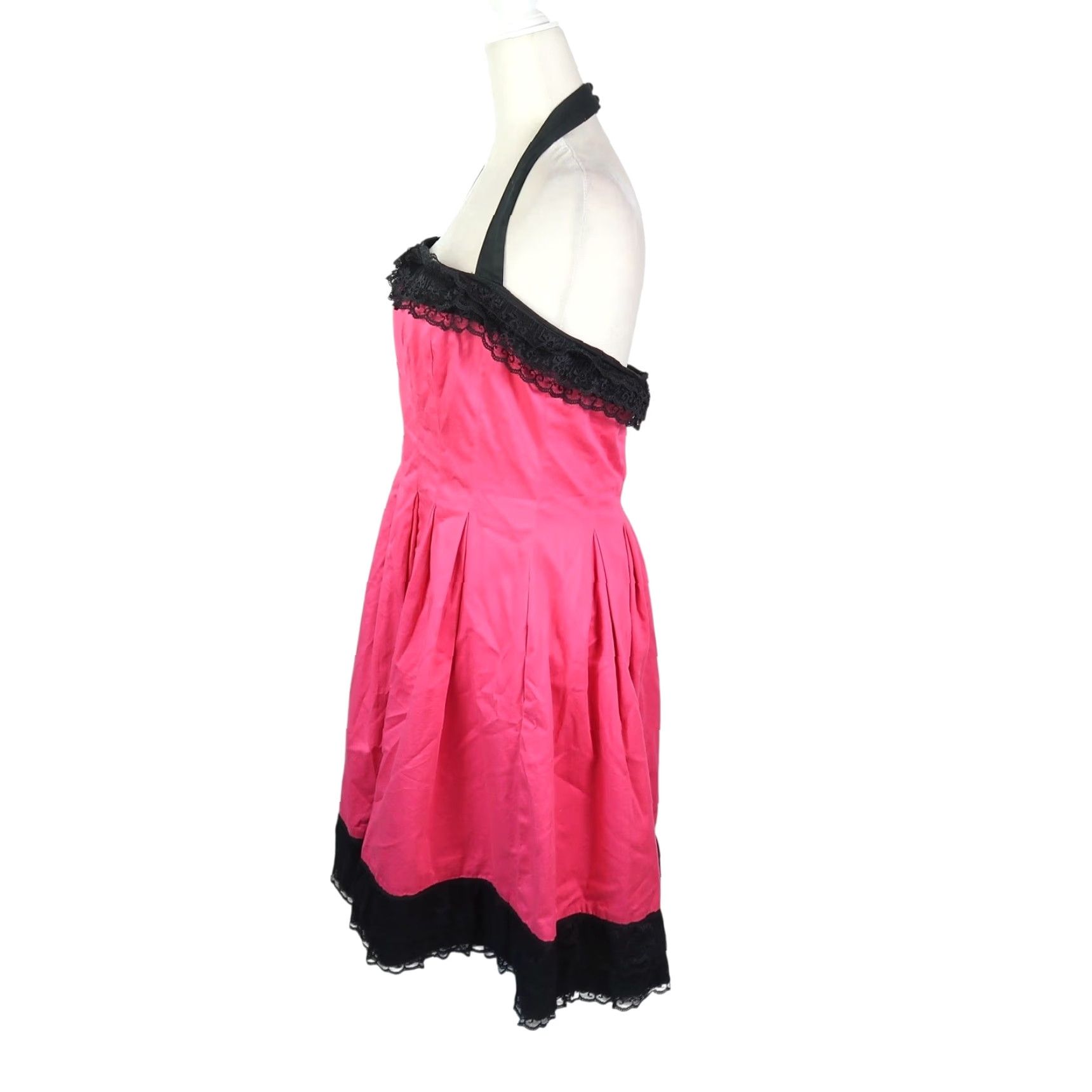 Vintage VINTAGE London Times Pink Halter Midi Dress Black Lace 12 Sleeveless Party/Cocktail A-Line Cotton Zip Mens? Women Size XL / US 12-14 / IT 48-50 - 3 Thumbnail