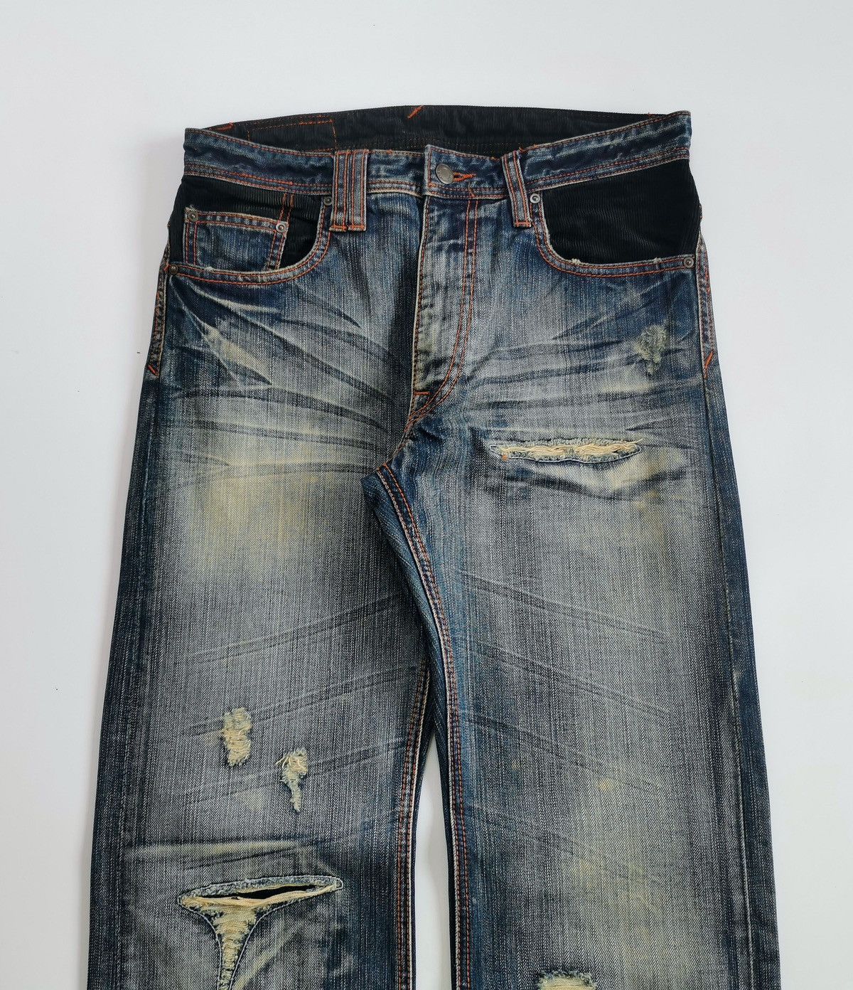Tornado Mart Boycott Japan Corduroy Mix Repaired Distressed Jeans Size US 31 - 3 Thumbnail