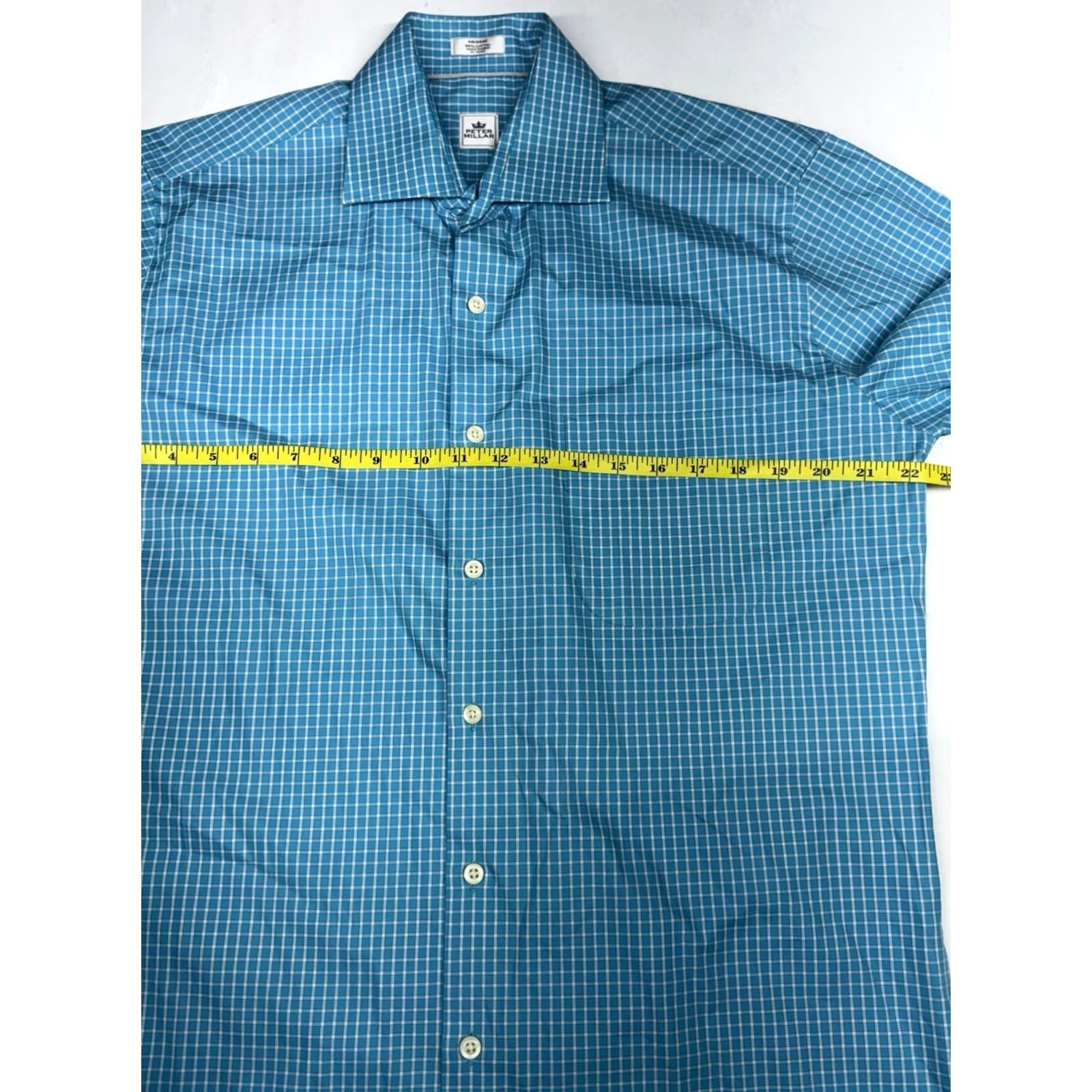 Peter Millar Peter Millar Button-Down Shirt Mens M Long Sleeve Blue Plaid Check Cotton Dress Shirt Size US M / EU 48-50 / 2 - 3 Thumbnail