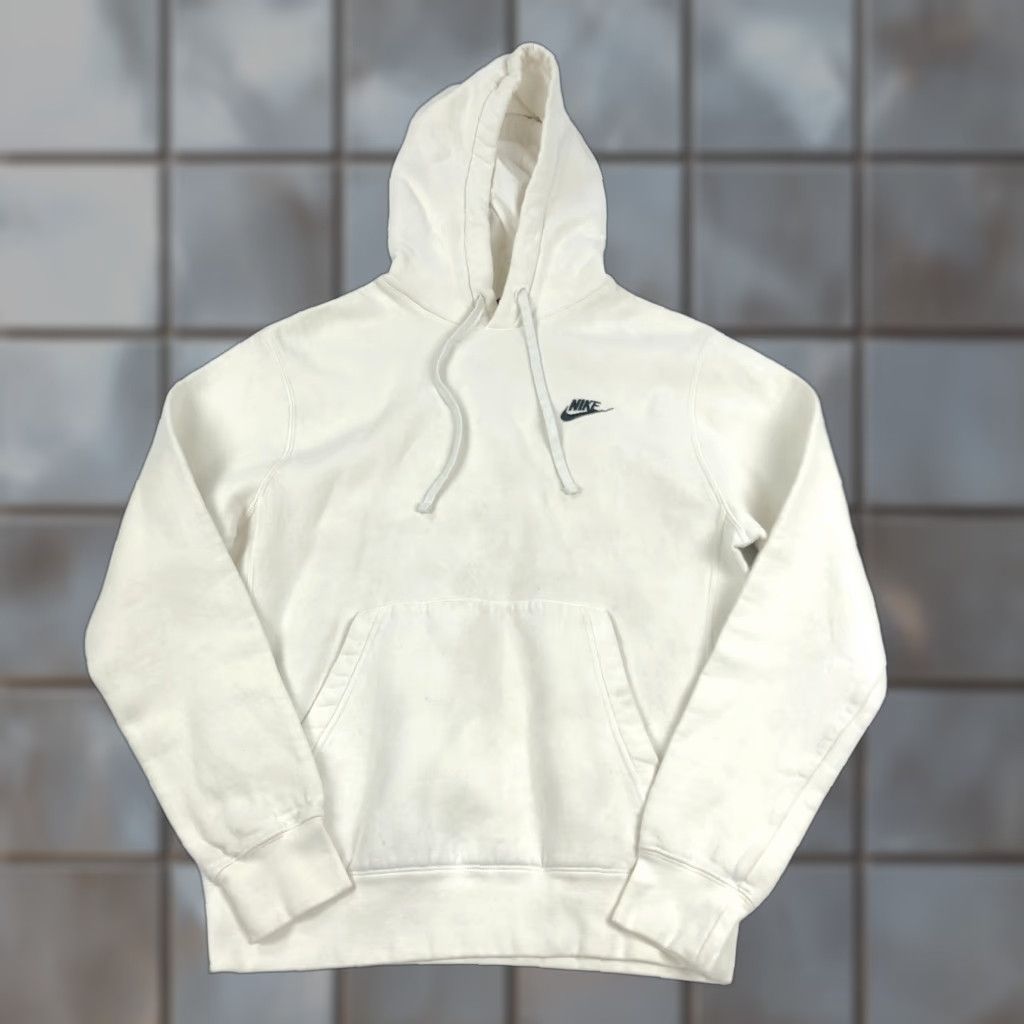Nike Nike Hoodie Men Small NSW Club Fleece Essentials Sweatshirt Pullover Scuba Neck Hooded Pockets Regular White Sportswear Shortered Size US S / EU 44-46 / 1 - 1 Thumbnail