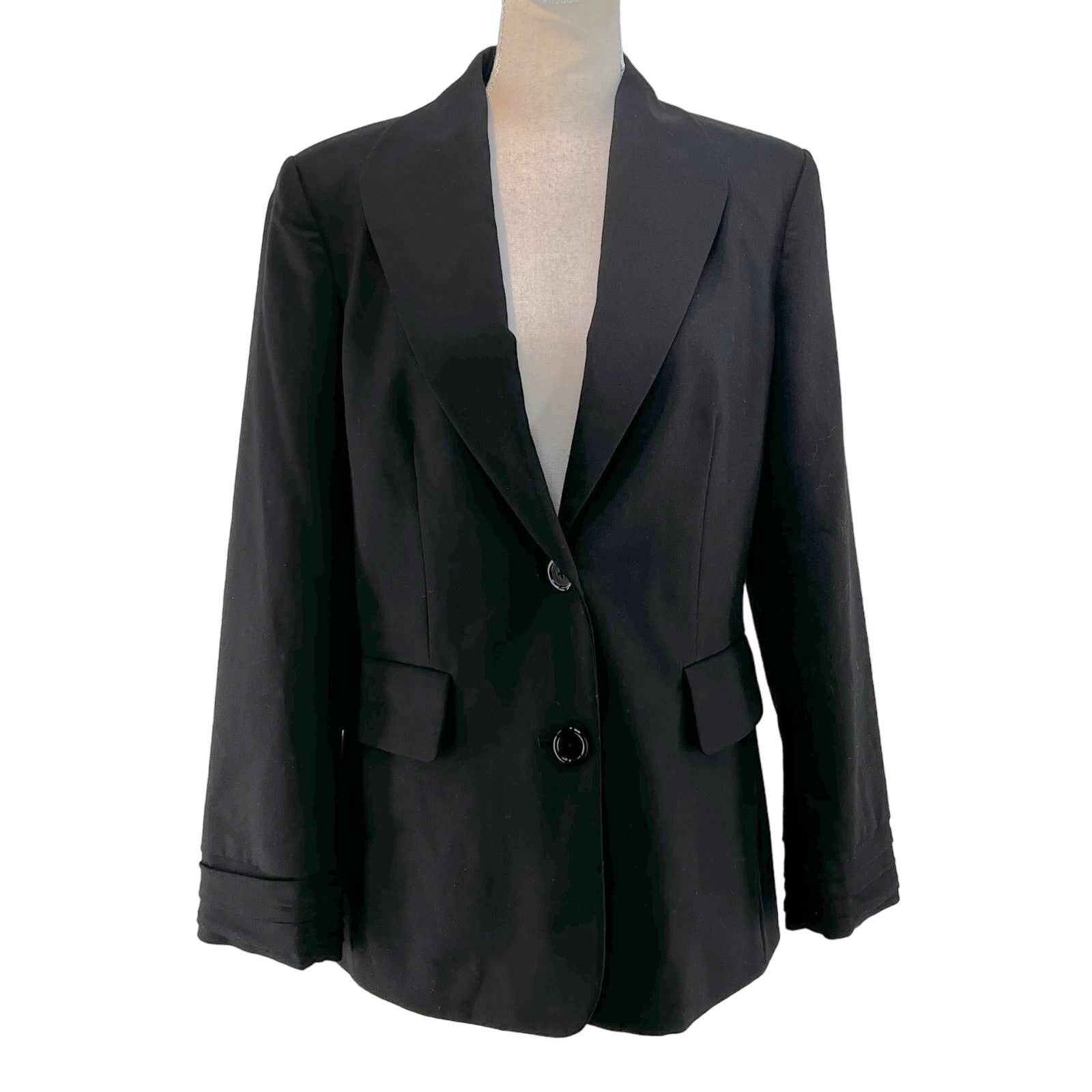 Alice & Olivia Black Shawl Collar Blazer Ruched Sleeves