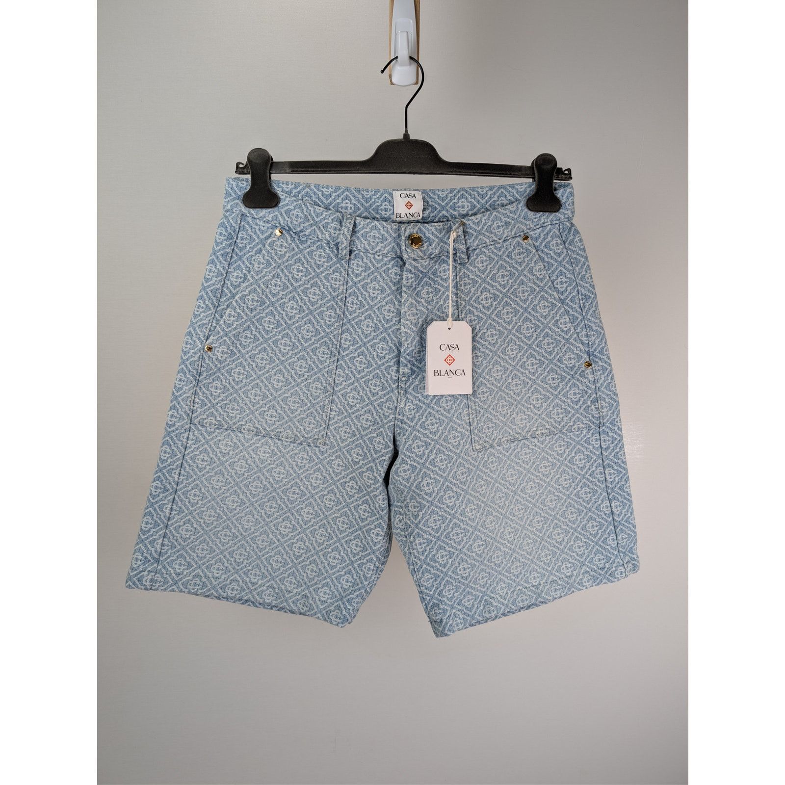 Casablanca o1rshd1 Denim Relaxed Monogram Denim Shorts in Washed Blue Size US 32 / EU 48 - 2 Thumbnail