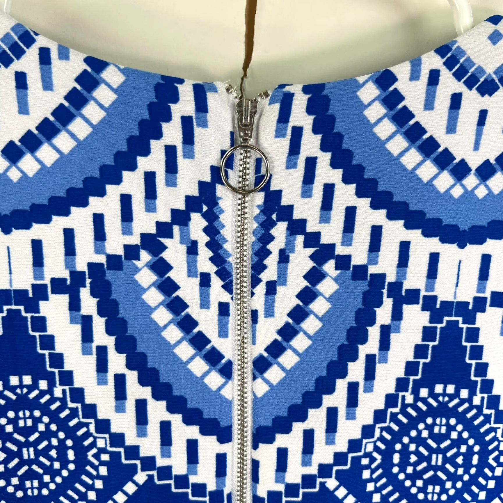 Vintage Just Taylor Print Sleeveless Knit Shift Dress Women's Size 10 Blue and White Size L / US 10 / IT 46 - 4 Thumbnail