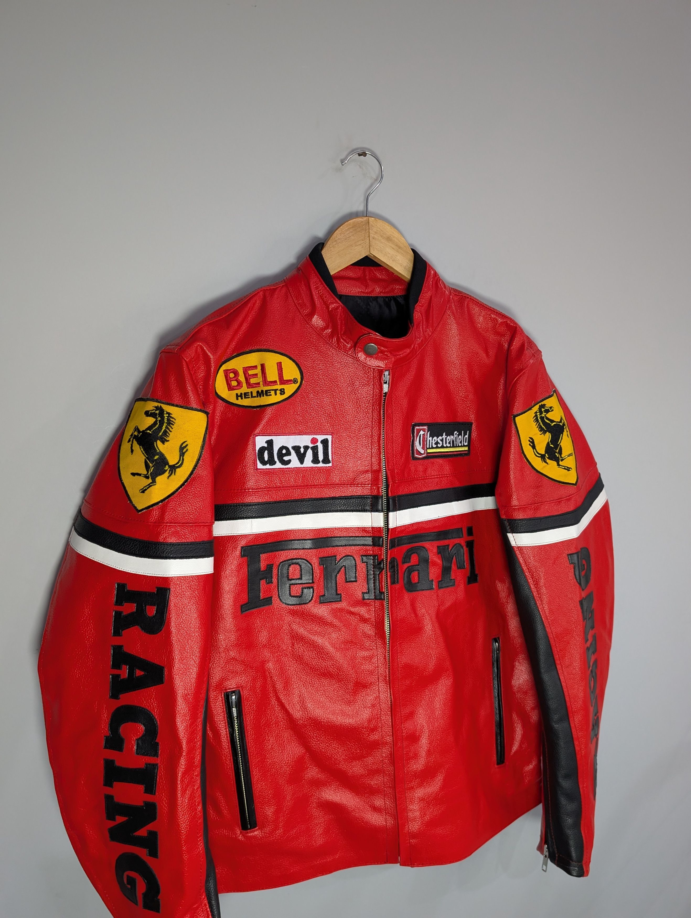 Vintage 🔥Ferrari Retro Red Racing Real Cowhide Leather Jacket Size M / US 6-8 / IT 42-44 - 4 Thumbnail