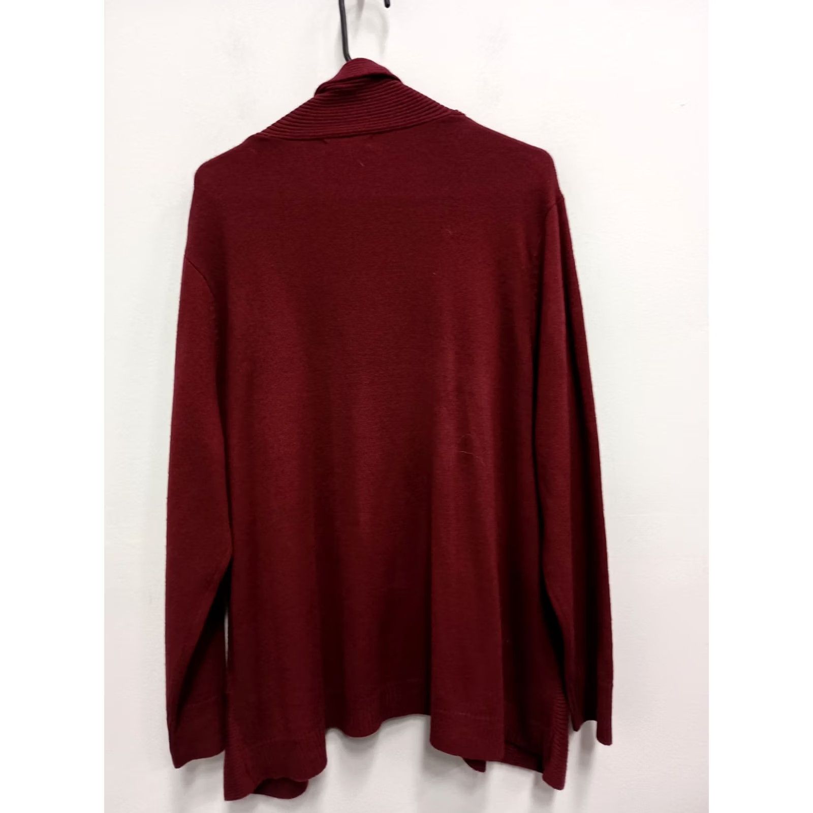 Vintage Napa Valley BOHO Cardigan Womens 2X Maroon Pointelle Knit Open Front Casual Knit Sweater Size XXL / US 16-18 / IT 52-54 - 6 Thumbnail