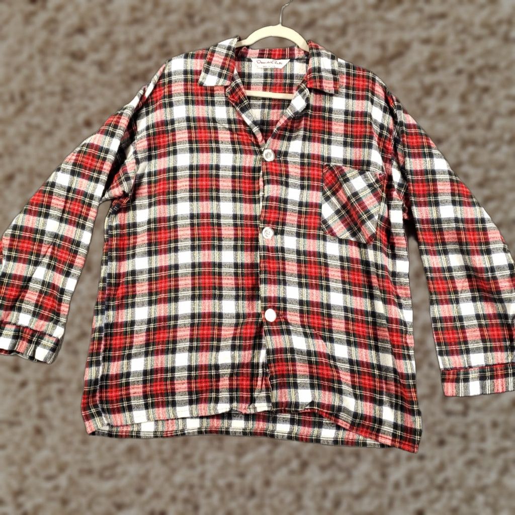 Oscar De La Renta Oscar de la Renta Flannel Pajama Top Mens L Plaid Button Up Shirt PJ USA Size US L / EU 52-54 / 3 - 1 Thumbnail