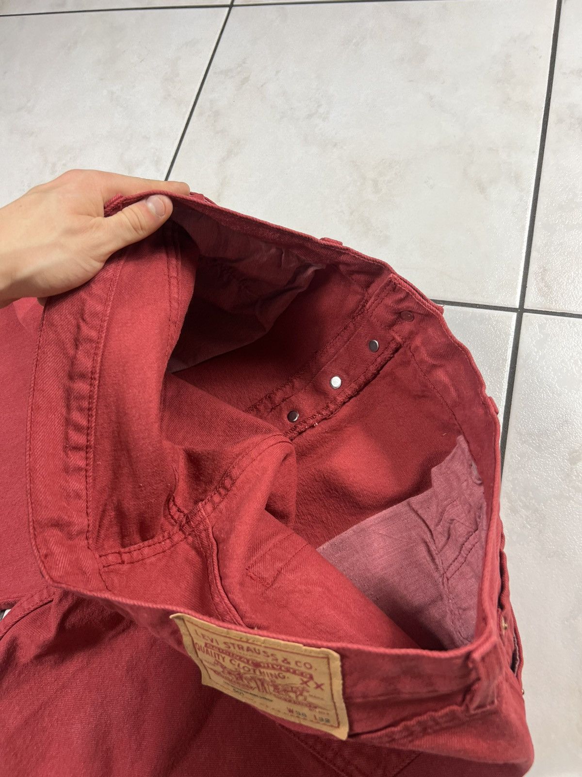 Levi's Vintage 90s Levi’s 501 red denim classic devil jeans pants Size US 38 / EU 54 - 17 Thumbnail