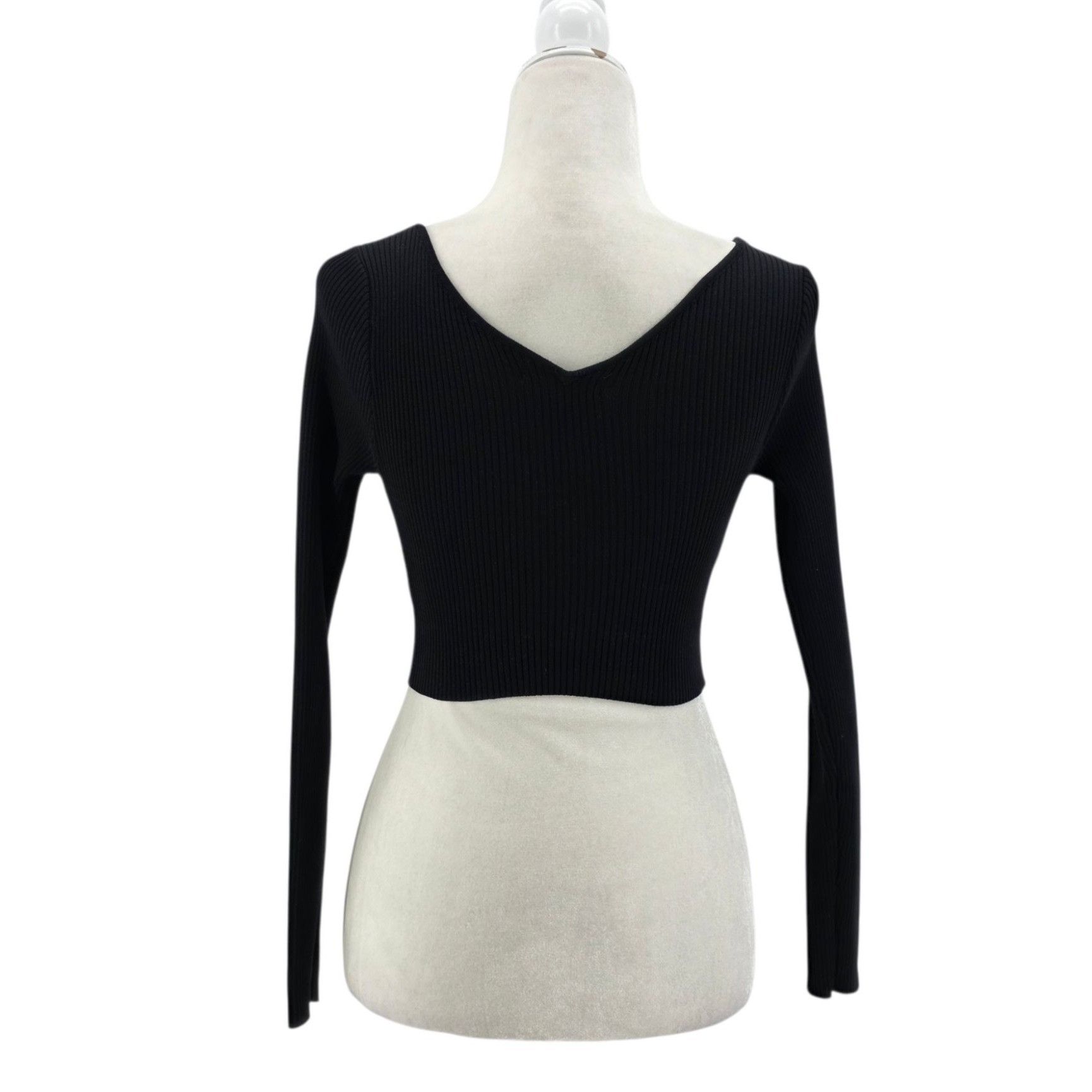 Other JLUXLABEL Womens Small Top Cropped Fitted Ribbed Knit Black Size S / US 4 / IT 40 - 4 Thumbnail