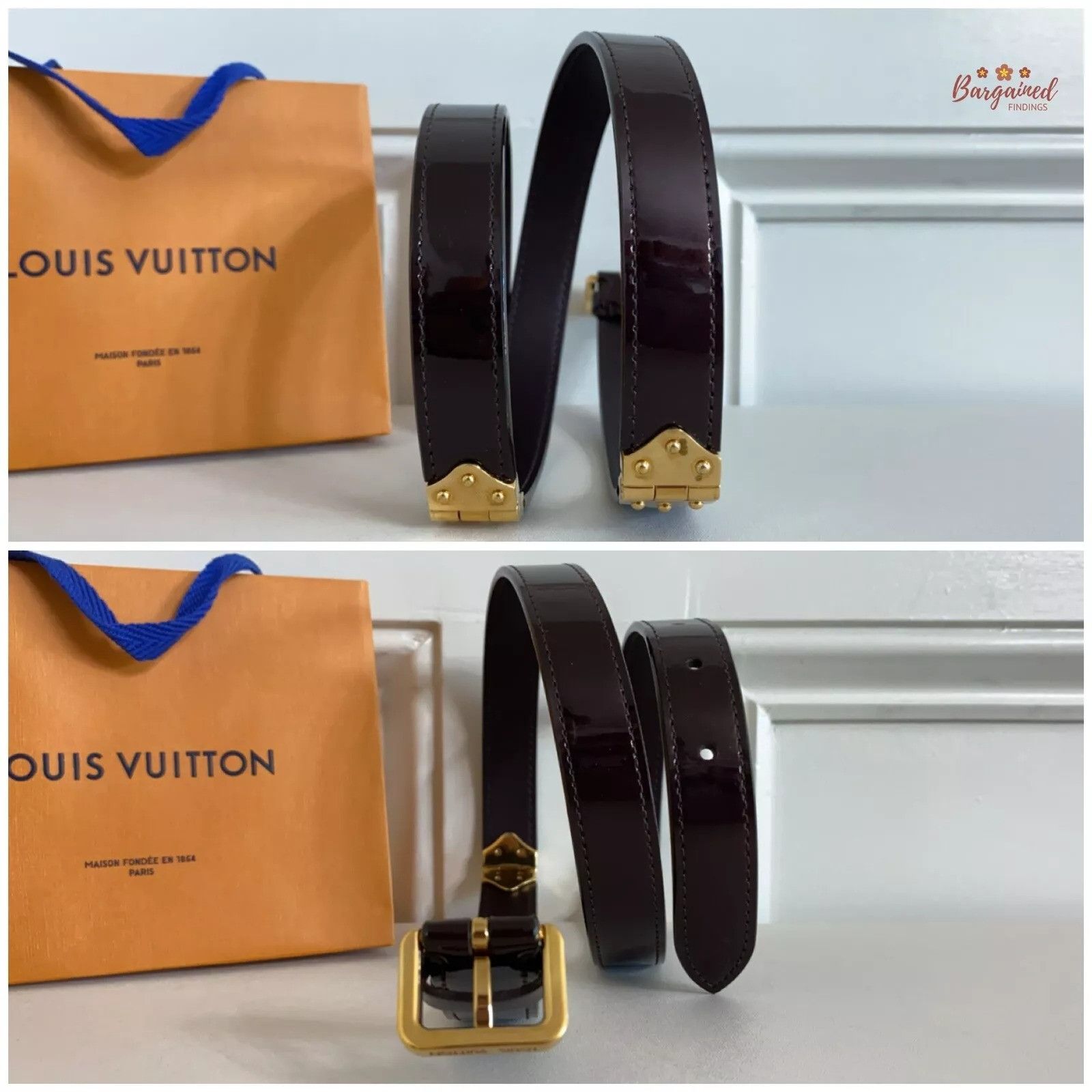 Louis Vuitton Louis Vuitton Amaranto Monogram Vernis Leather Gold Belt Size ONE SIZE - 7 Thumbnail