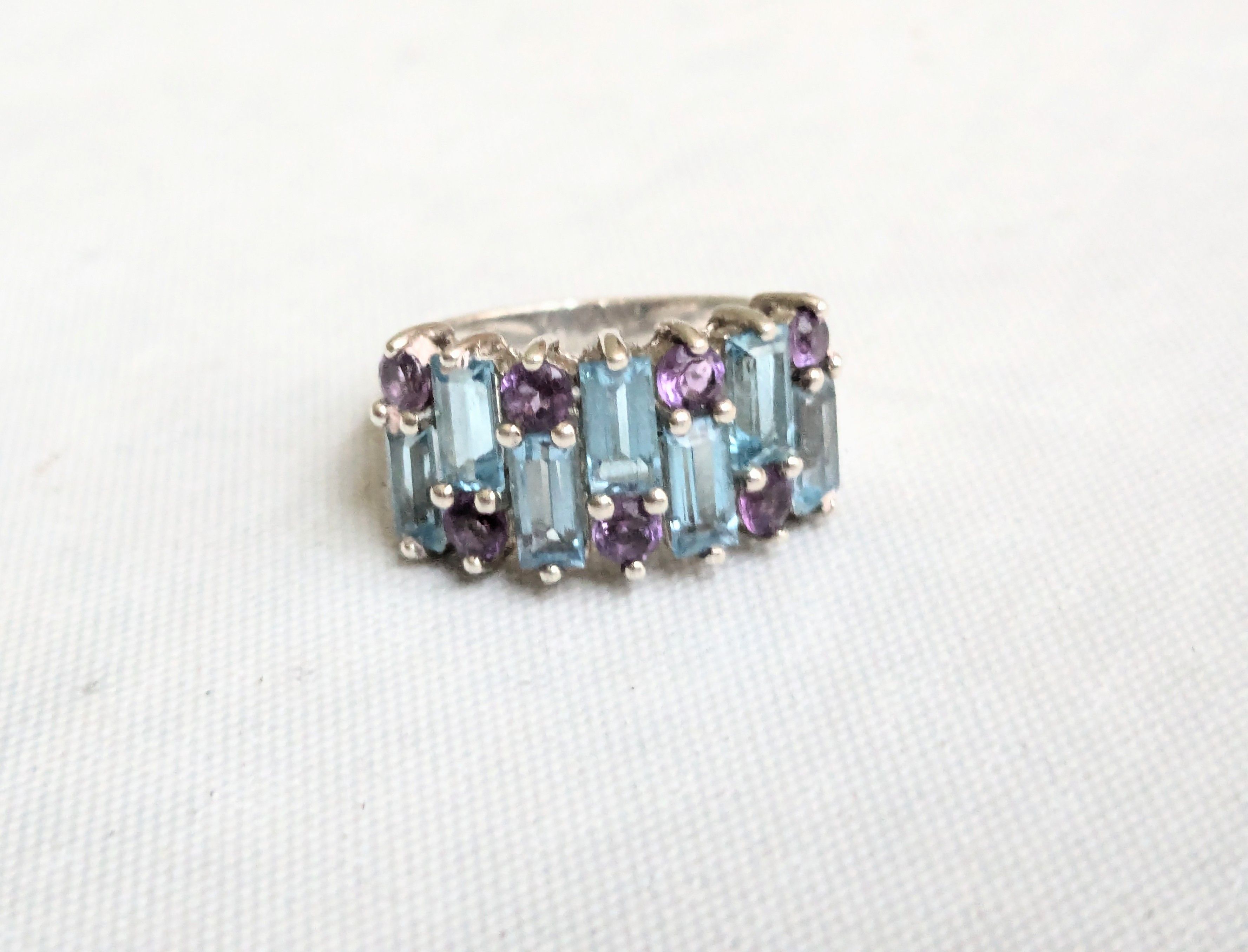 Jewelry Sterling Silver Ring Blue Topaz Amethyst Size 6 Size ONE SIZE - 4 Thumbnail