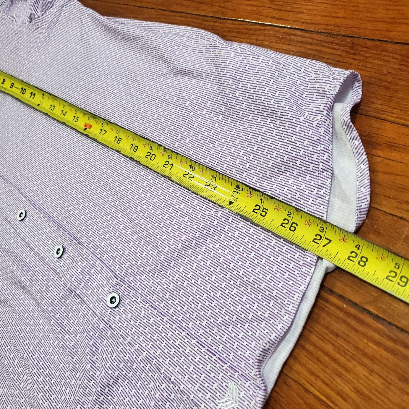 Vintage Buttercloth Shirt Mens M Purple Geometric Slim Fit Long Sleeve Dress Shirt Size 40R - 6 Thumbnail