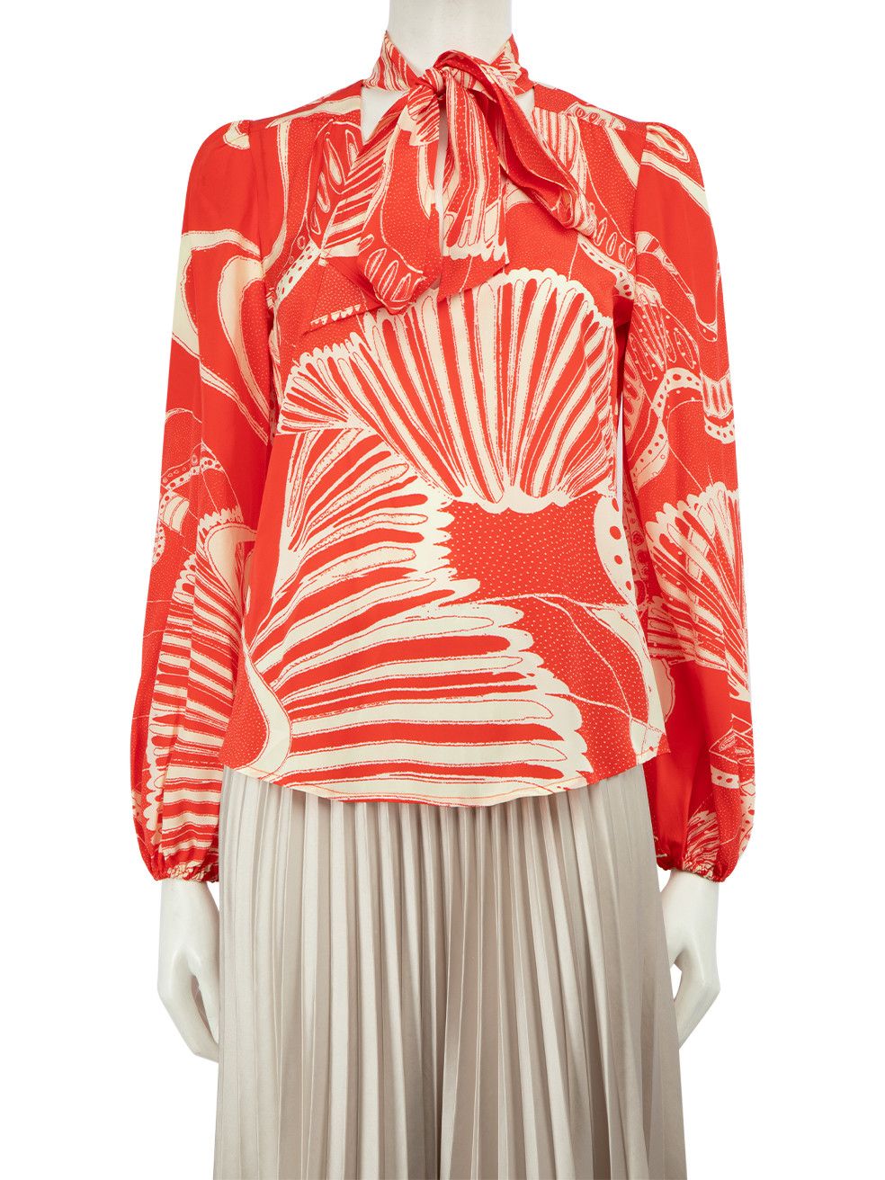 Image of Rixo Red Psychedelic Shell Moss Blouse, Women's (Size Small)