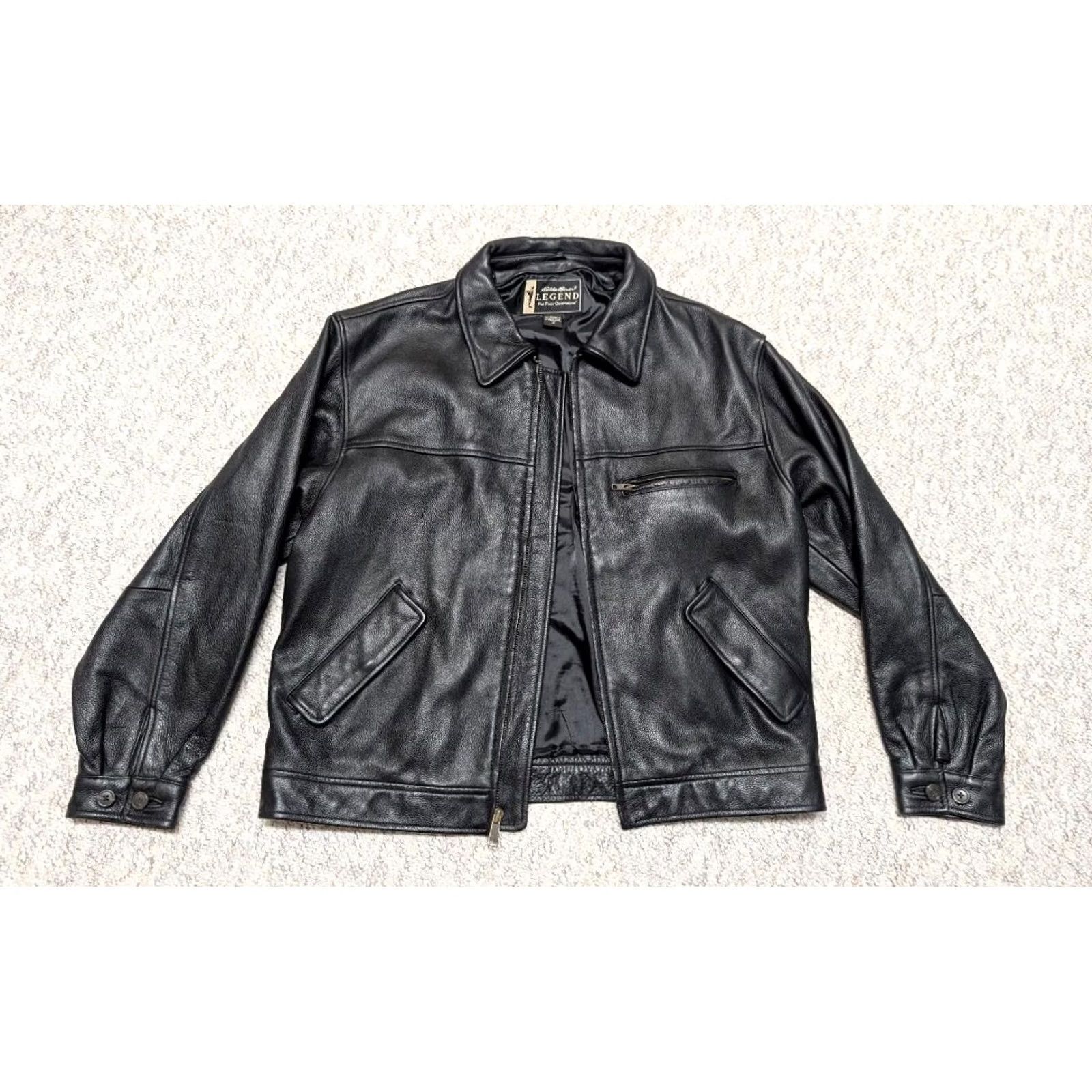 Eddie Bauer VINTAGE Eddie Bauer leather jacket M black JOURNEYMAN legend motorcycle bomber Size US M / EU 48-50 / 2 - 3 Thumbnail