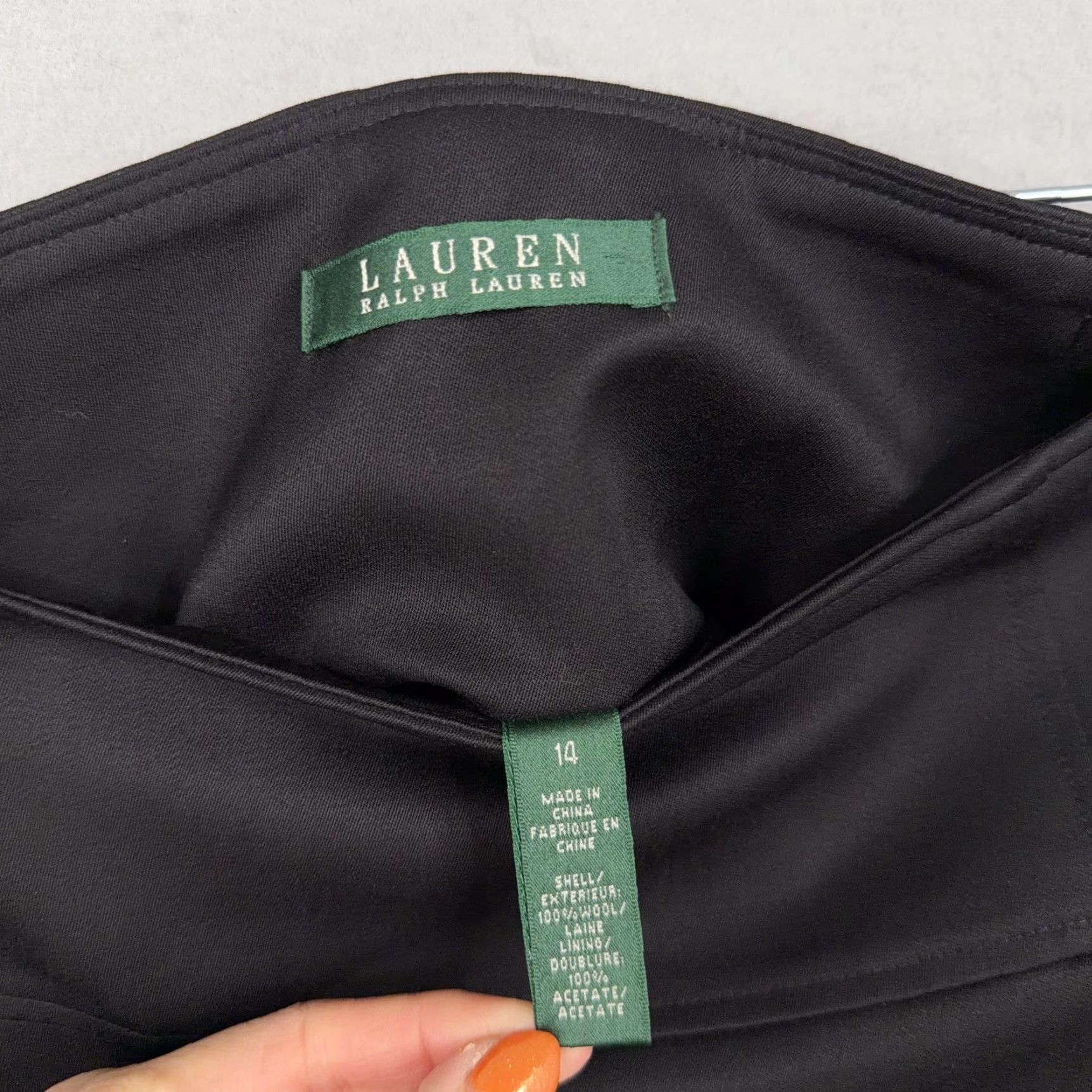 Ralph Lauren VINTAGE Lauren Ralph Lauren Skirt Womens 14 Black Wool Pencil Lined Back Vent Office Mens Size 36" / US 14 / IT 50 - 4 Thumbnail