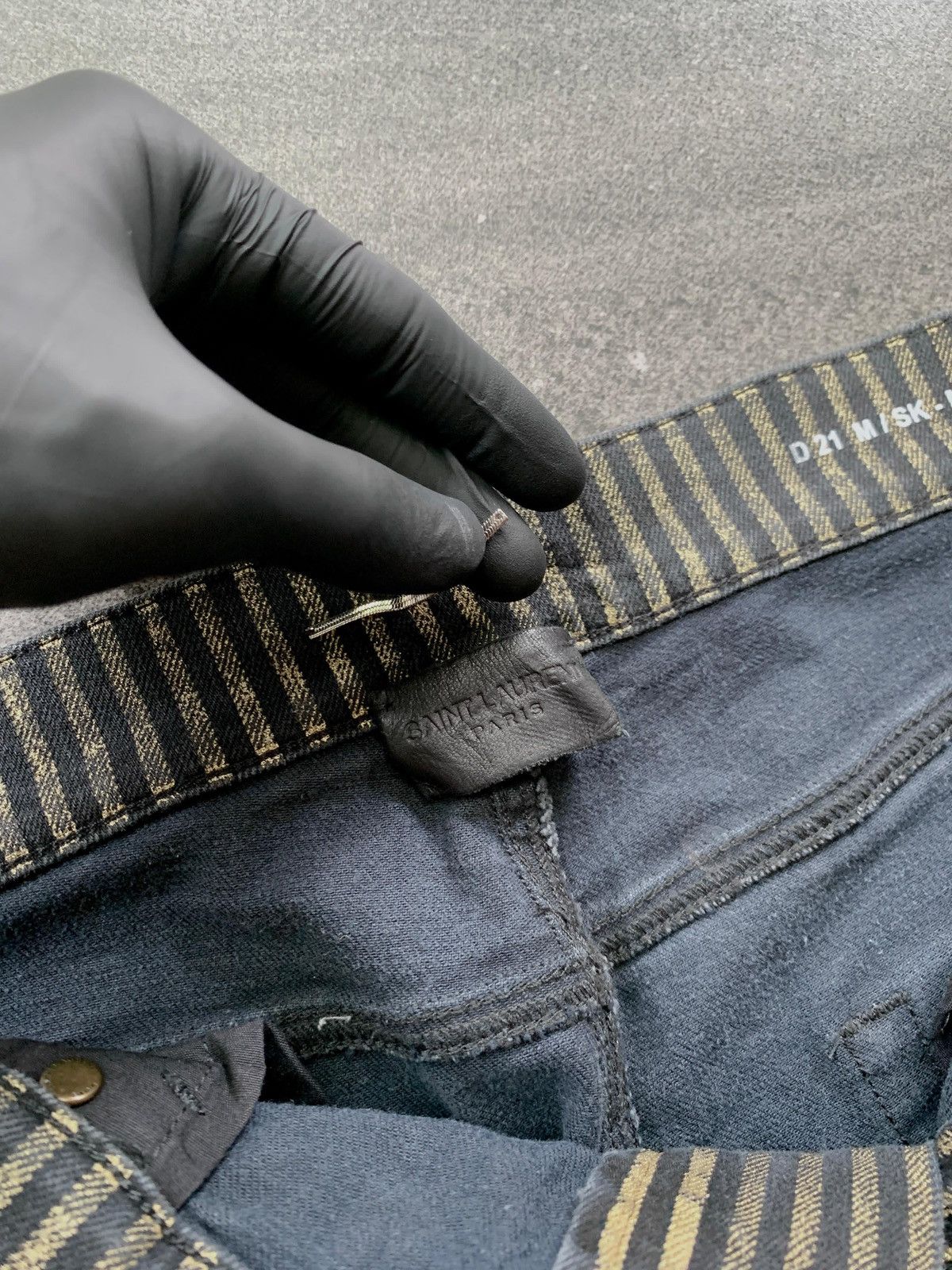 Saint Laurent Paris FREE TAX! Gold Striped Skinny Denim Jeans Size US 32 / EU 48 - 9 Thumbnail