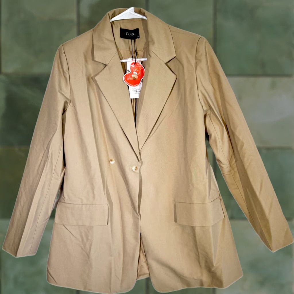 Cider Cider Blazer Jacket S Beige Women’s Polyester Tweed Notch Lapel Machine Wash Size S / US 4 / IT 40 - 1 Thumbnail
