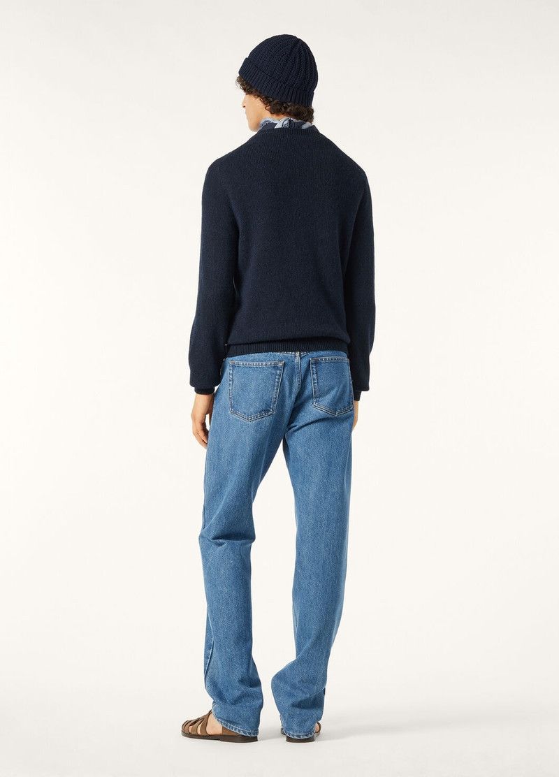 Loro Piana o1w1db10126 FAO2891 Fobello Crewneck Sweater in Blue Size US L / EU 52-54 / 3 - 5 Thumbnail