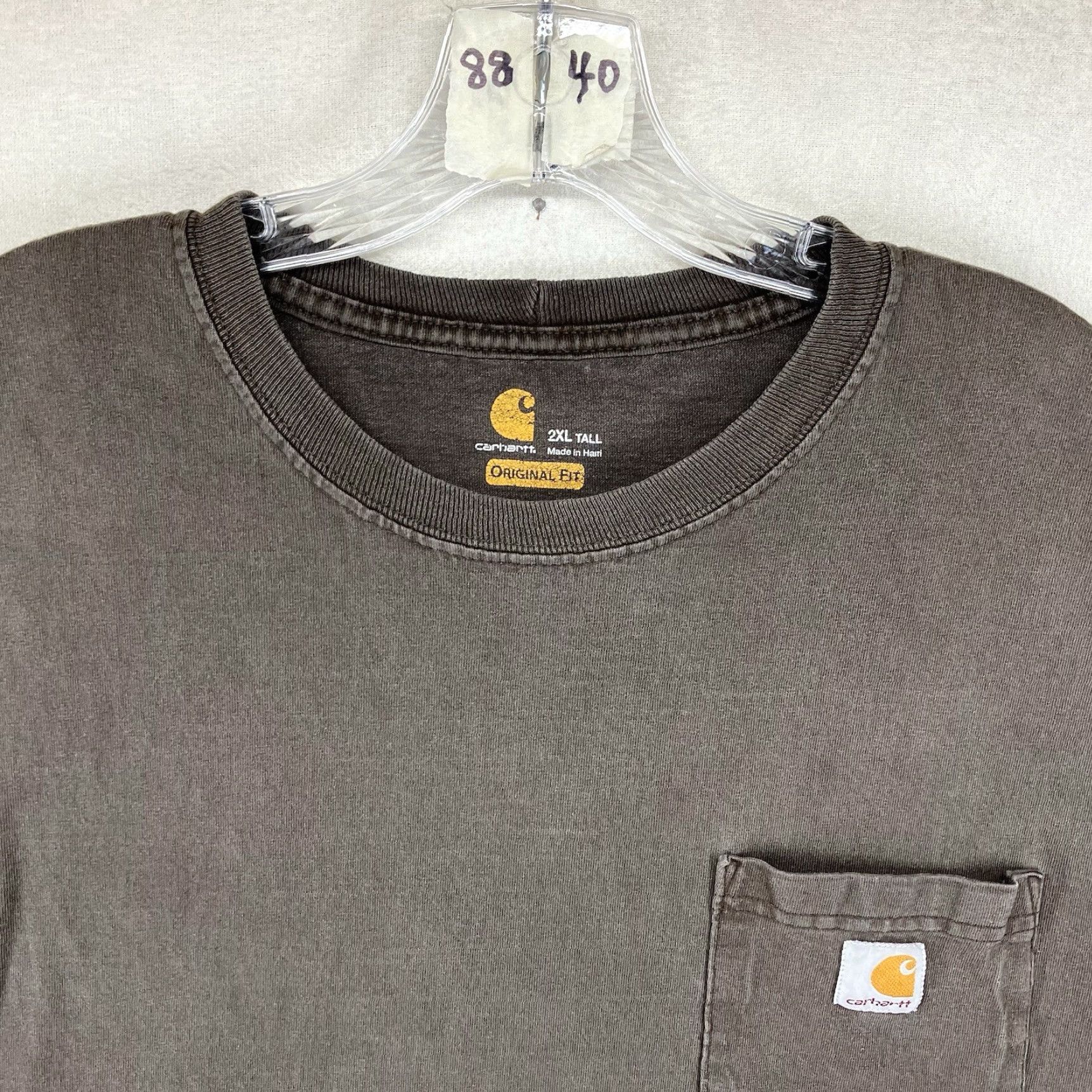Carhartt Carhartt K87 Crewneck T-Shirt 2XLT Tall Heavyweight Pocket Brown Mens Classic Grunge Size US XXL / EU 58 / 5 - 5 Thumbnail