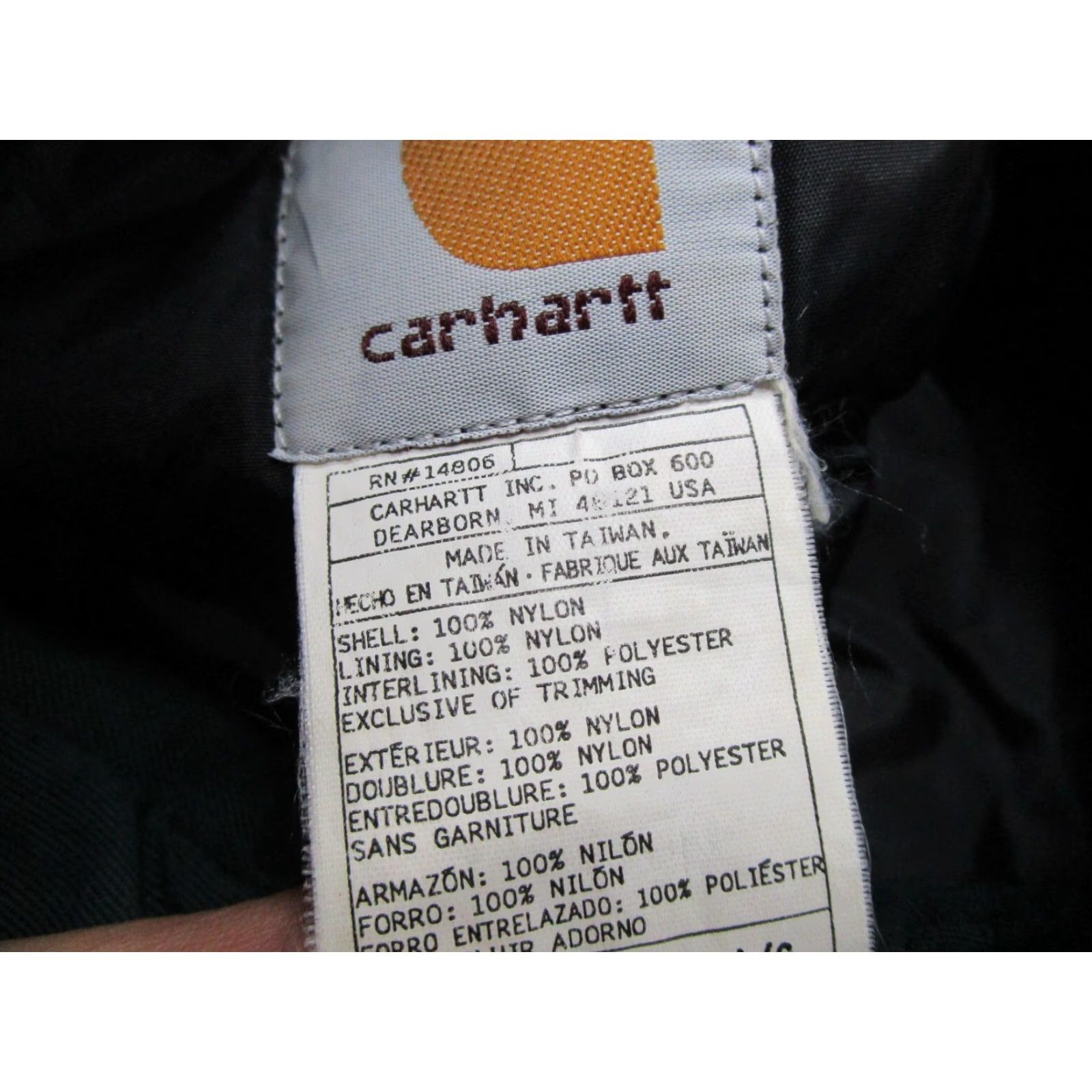 Carhartt VINTAGE Carhartt Jacket Lined Black Nylon Full Zip Outdoor Mens Large Regular BLK C42 Size US L / EU 52-54 / 3 - 5 Thumbnail