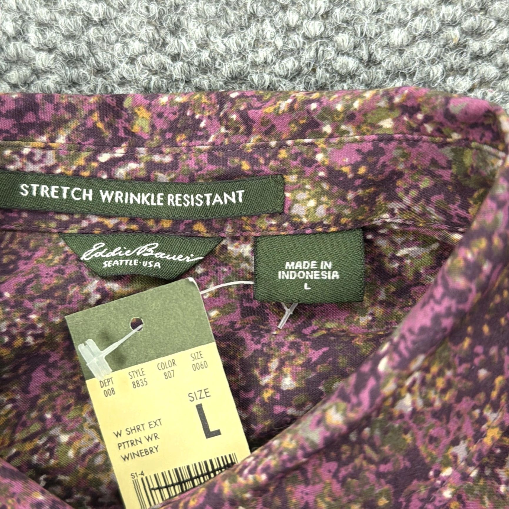 Eddie Bauer Eddie Bauer Shirt Womens Large Purple Wineberry Floral Stretch Wrinkle Resistant Button-Up Collar Long Sleeve Cotton Blend Size L / US 10 / IT 46 - 4 Thumbnail