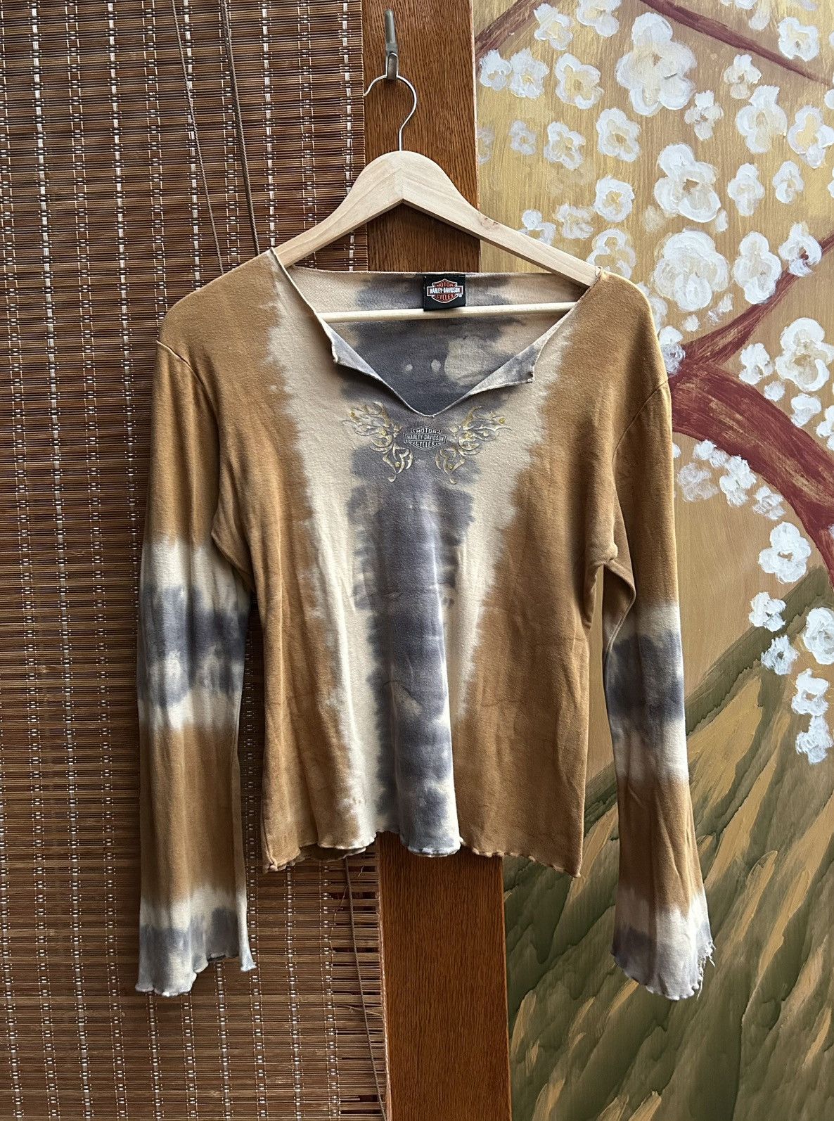 Harley Davidson 90s Harley-Davidson Tie-Dye Butterfly Logo L/S Top Size M / US 6-8 / IT 42-44 - 1 Thumbnail