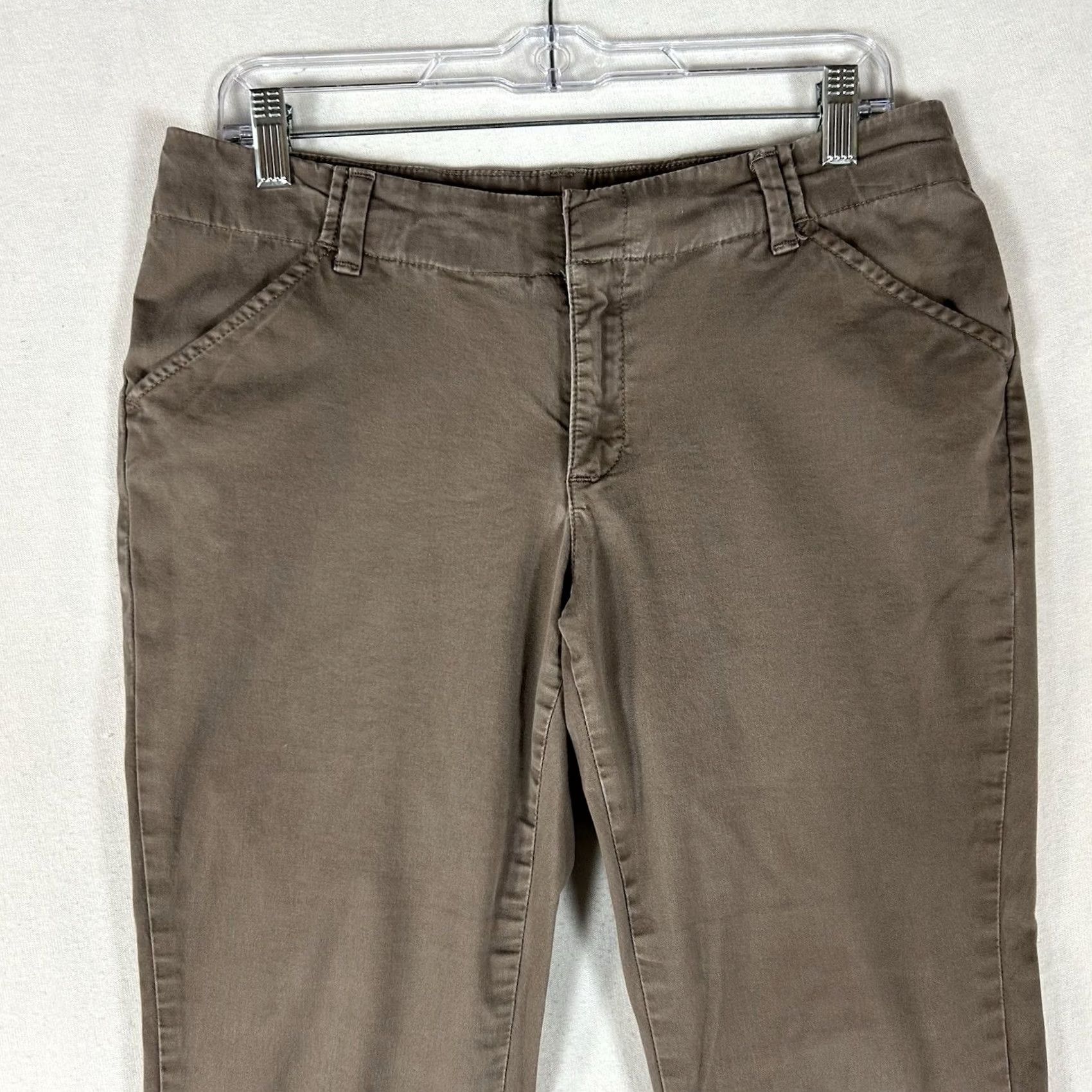 Lee Lee Pants Womens 6 Brown Essential Chino Trouser Short Mid Rise Straight Leg Stretch Size 28" / US 6 / IT 42 - 2 Thumbnail