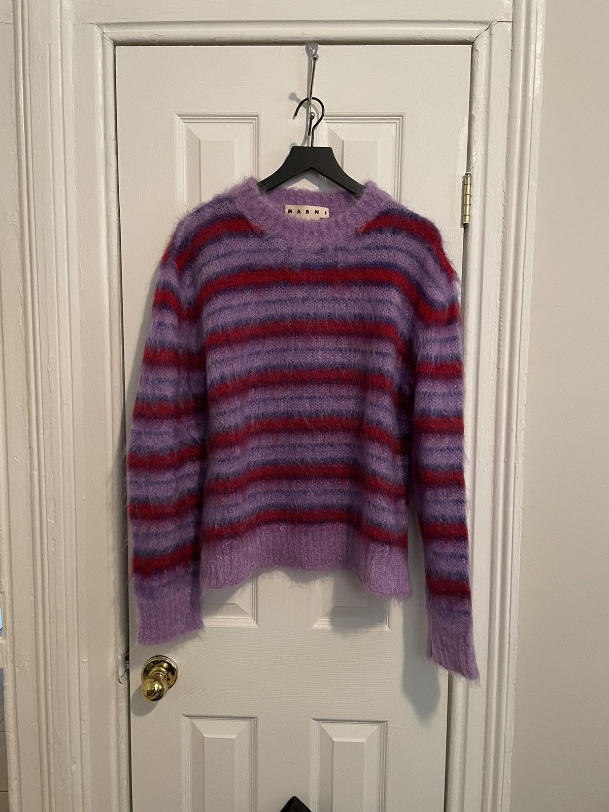 Image of Marni Fuzzy Wuzzy Mohair Sweater in Purple, Men's (Size Small)