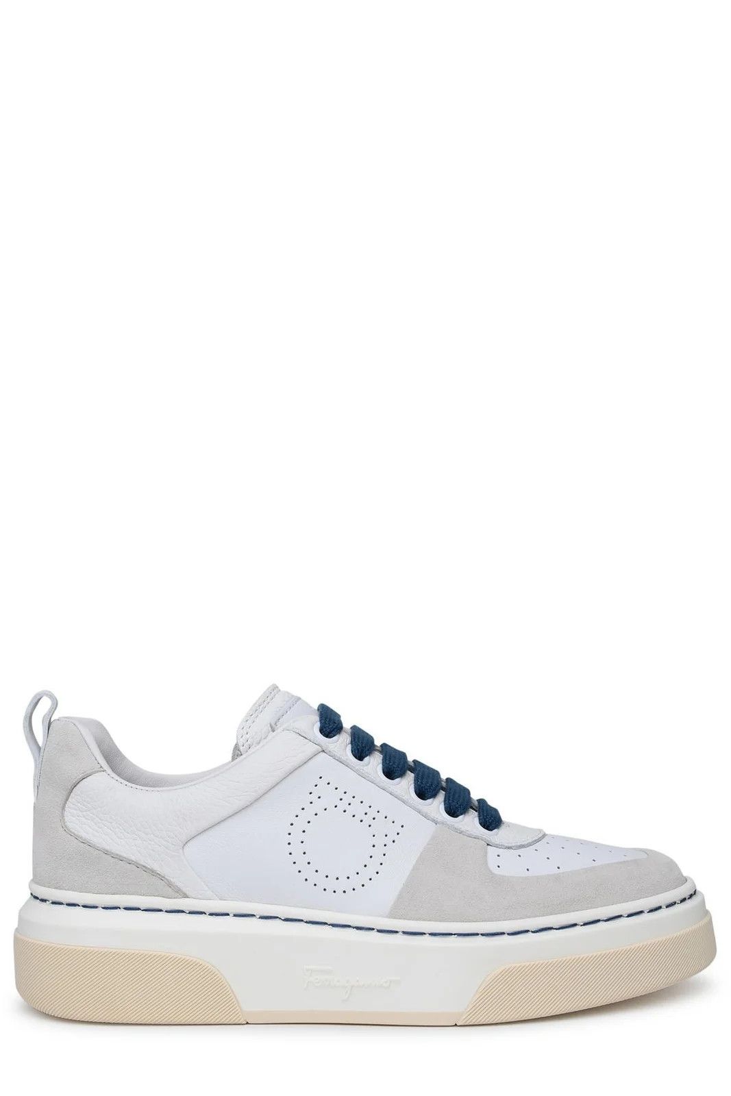 Salvatore Ferragamo o1s1rm0924 Gancini Low-Top Sneakers in White/Grey Size US 6 / EU 39 - 1 Thumbnail