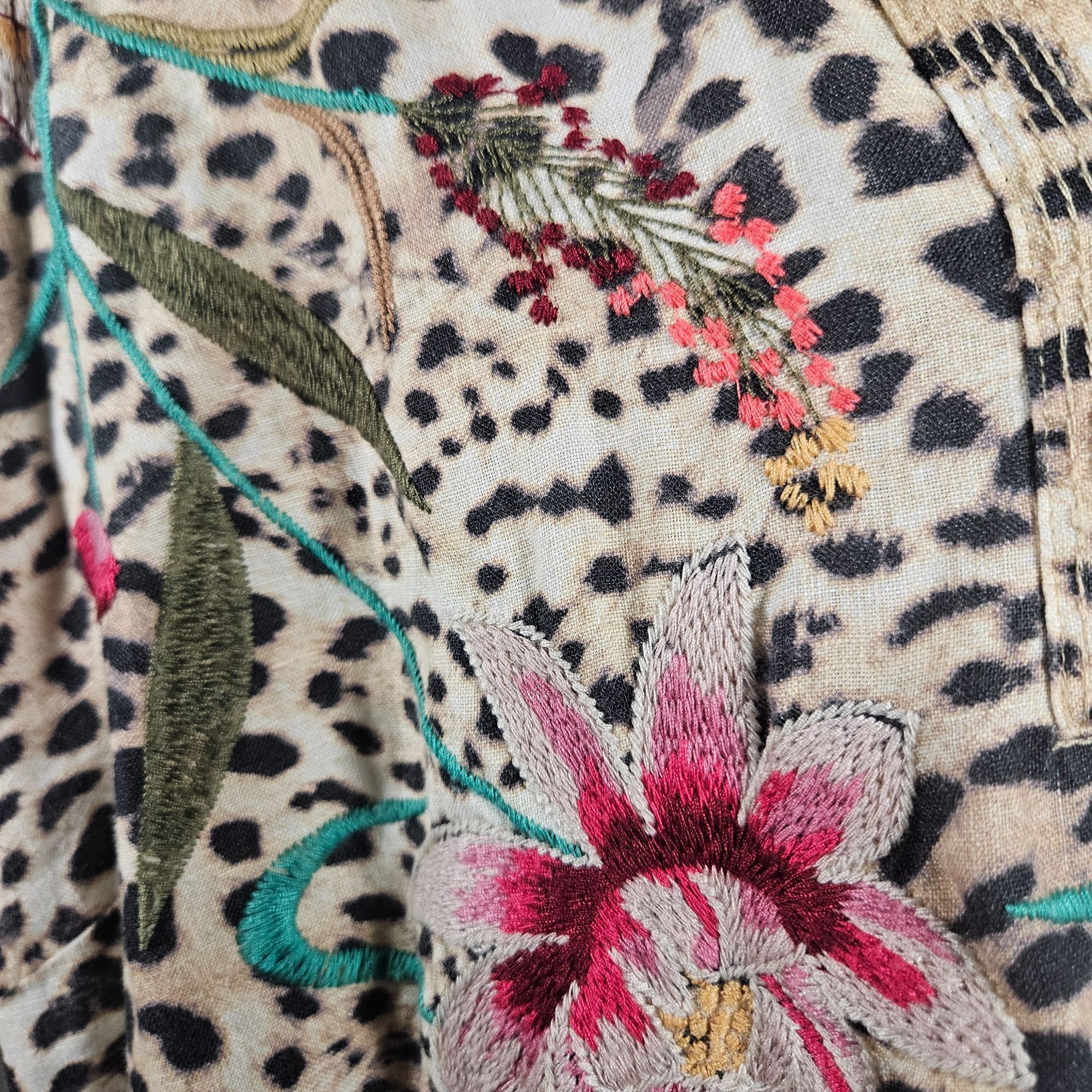 Johnny Was Johnny Was Linen Woman Leopard Floral Mini Dress 1X Boho Lux Size XL / US 12-14 / IT 48-50 - 6 Thumbnail