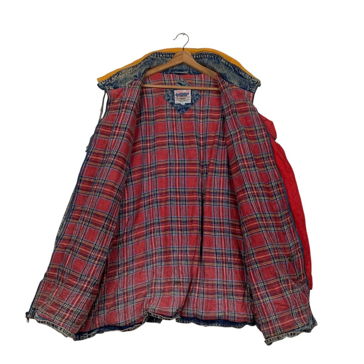 Vintage CURRENT SEEN Tartan Lined Stone Wash Denim Jacket #2175-C96 Size US XXL / EU 58 / 5 - 9 Thumbnail