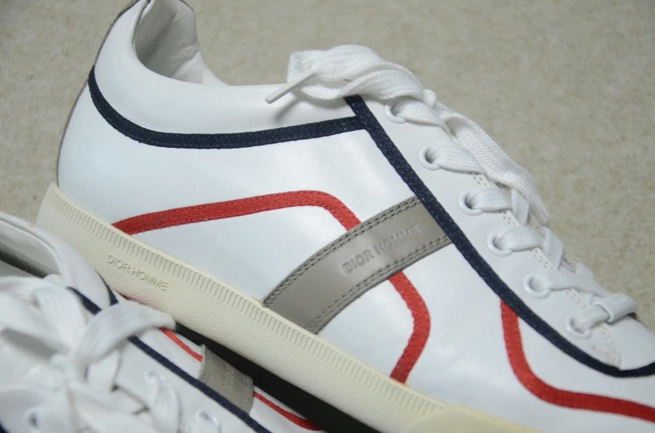 Dior Dior B01 German Trainer Leather Sneaker 40.5 Red/Blue Stripe Size US 7.5 / EU 40-41 - 3 Thumbnail