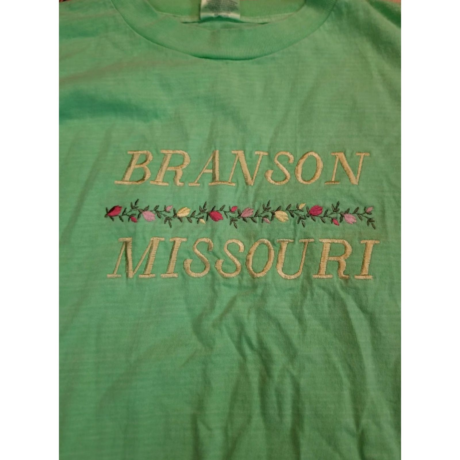 Vintage VINTAGE Mens XL Branson Missouri Embroidered Souvenir Mint Green T-Shirt Size US XL / EU 56 / 4 - 2 Thumbnail