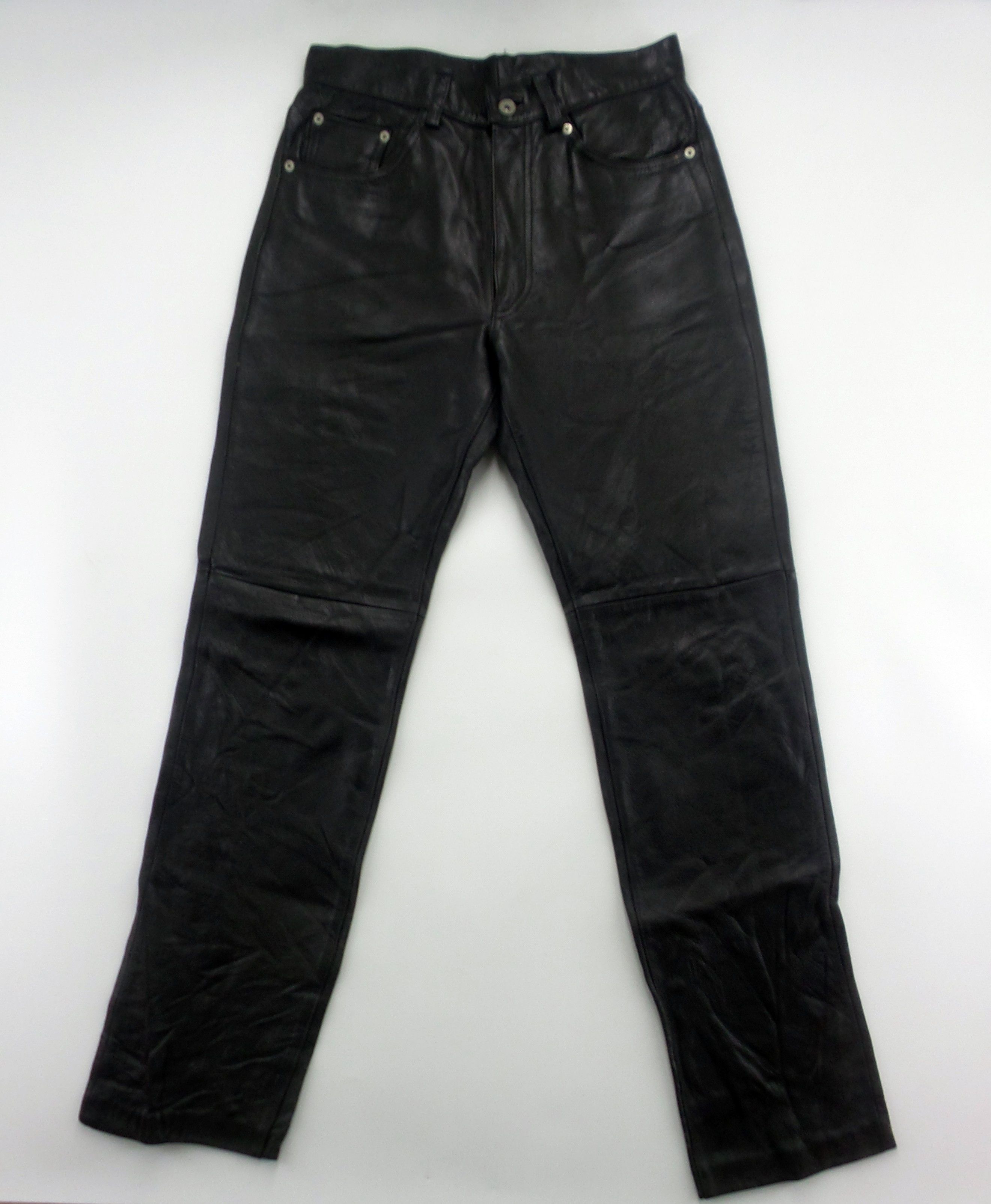Leather × Vintage Vintage Wrinkle GGG Pour Homme Leather Pants W30xL44.5 Size US 30 / EU 46 - 1 Thumbnail