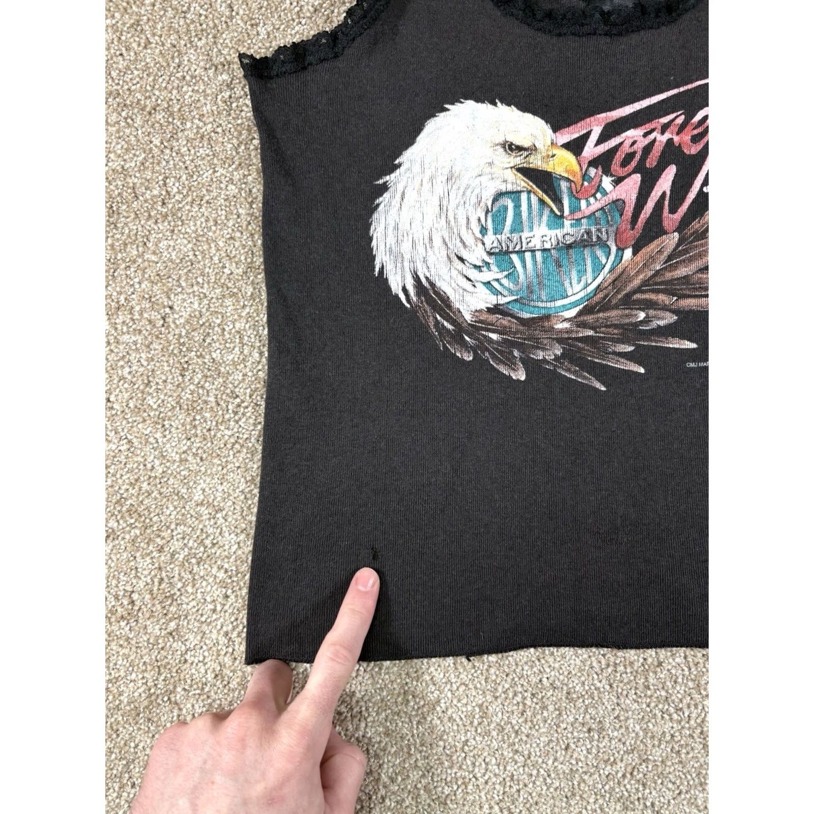 Harley Davidson VINTAGE 3D Emblem Harley Davidson Forever Wild Lace Tank Top Shirt XL Black Women 90s 80s Sleeveless Scoop Strappy Shirt Size L / US 10 / IT 46 - 3 Thumbnail