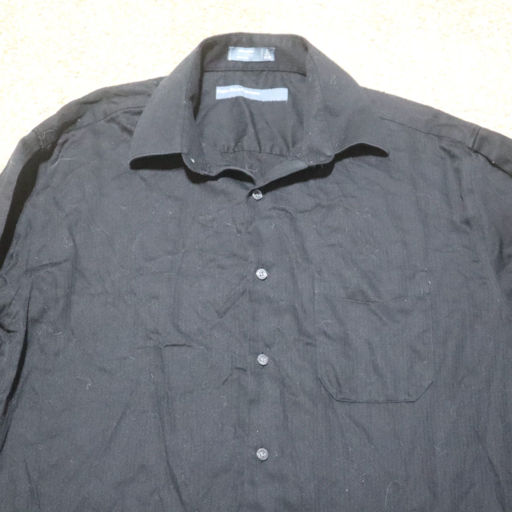 Perry Ellis Perry Ellis Shirt Mens Solid Black Long Sleeve Button-Up 15.5 100% Cotton Adult Size L Size US L / EU 52-54 / 3 - 2 Thumbnail