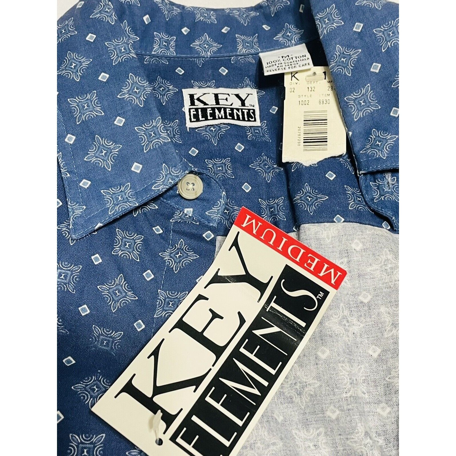 Vintage Key Elements Mens Blue Short Sleeve Button-Down Shirt M Retr Size US M / EU 48-50 / 2 - 7 Thumbnail