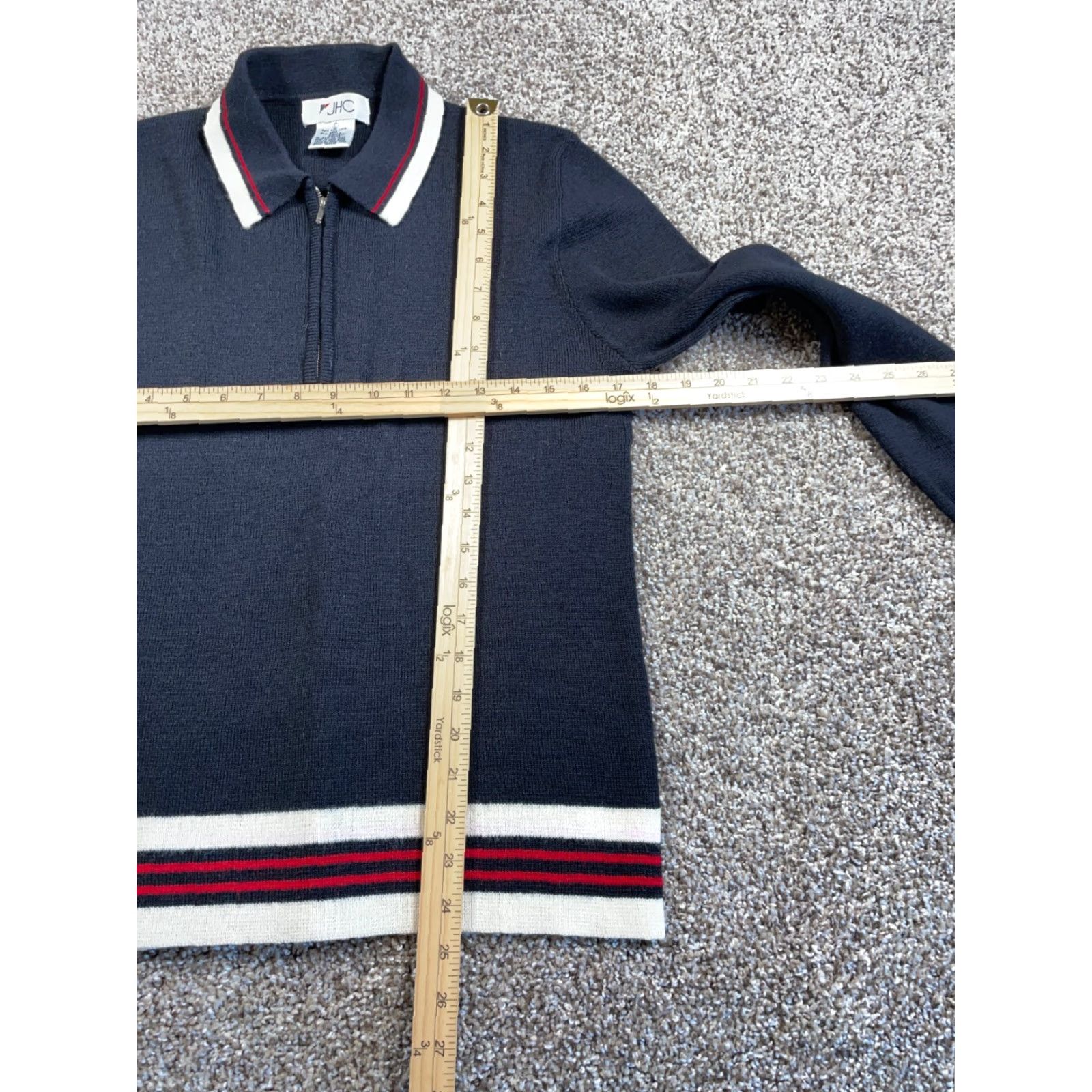 Vintage WOMENS Vintage Black Red White Trim Lightweight Wool Blend 1/4 Zip Sweater Large Preppy Retro Size L / US 10 / IT 46 - 5 Thumbnail