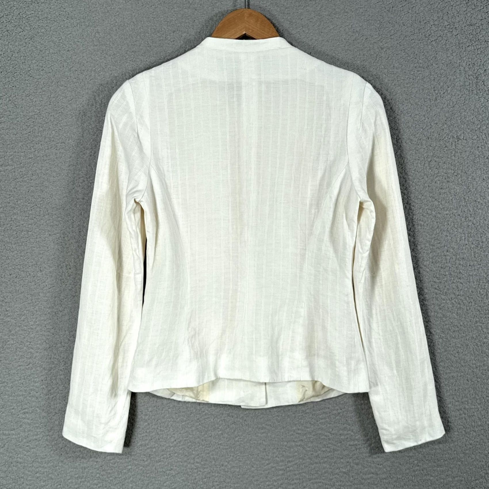 Vintage J. Peterman Blazer Womens 2 White Linen Tuxedo Bib Pleated Front Jacket Size XS / US 0-2 / IT 36-38 - 3 Thumbnail