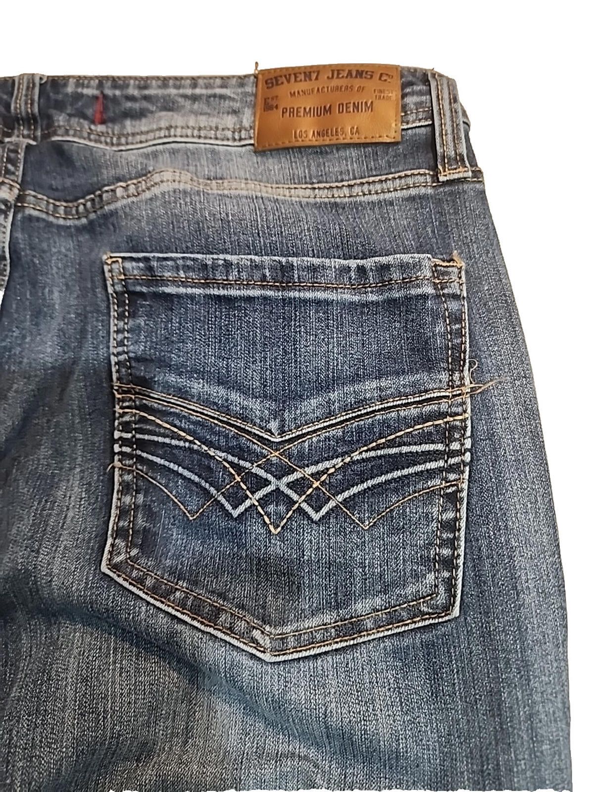 Seven 7 Seven7 Men’s Blue Jeans Straight Denim Actual 36Wx29L S72B Size US 36 / EU 52 - 8 Thumbnail