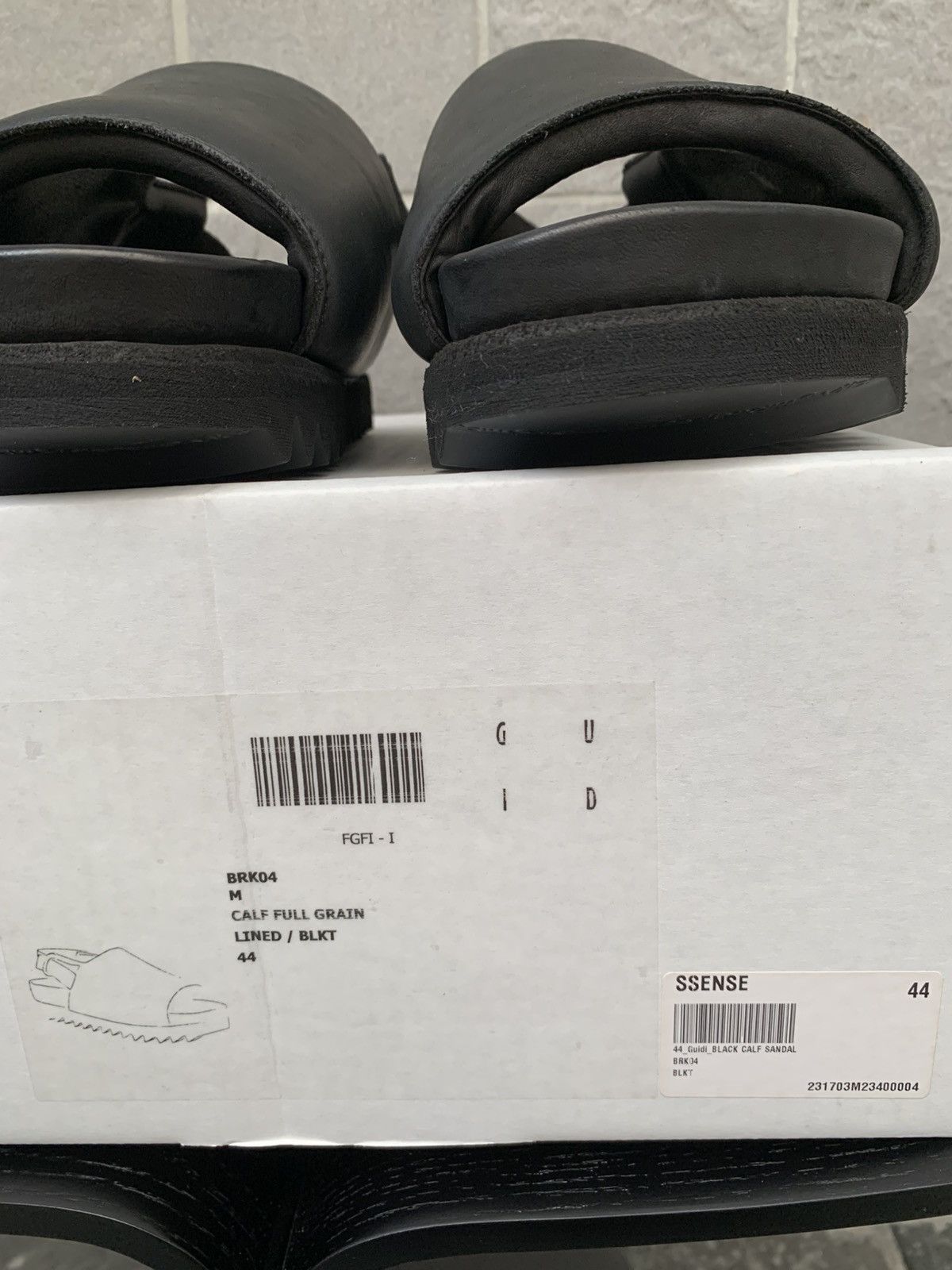 Guidi BRK04 BLACK WIDE BAND FLAT SANDALS Size US 11 / EU 44 - 8 Thumbnail