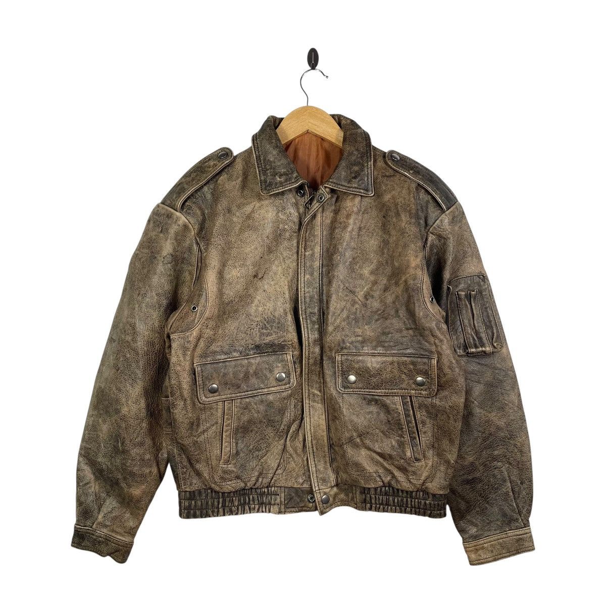 Vintage Vintage Distressed Leather Aviator Flight Jacket Brown Size US M / EU 48-50 / 2 - 1 Thumbnail