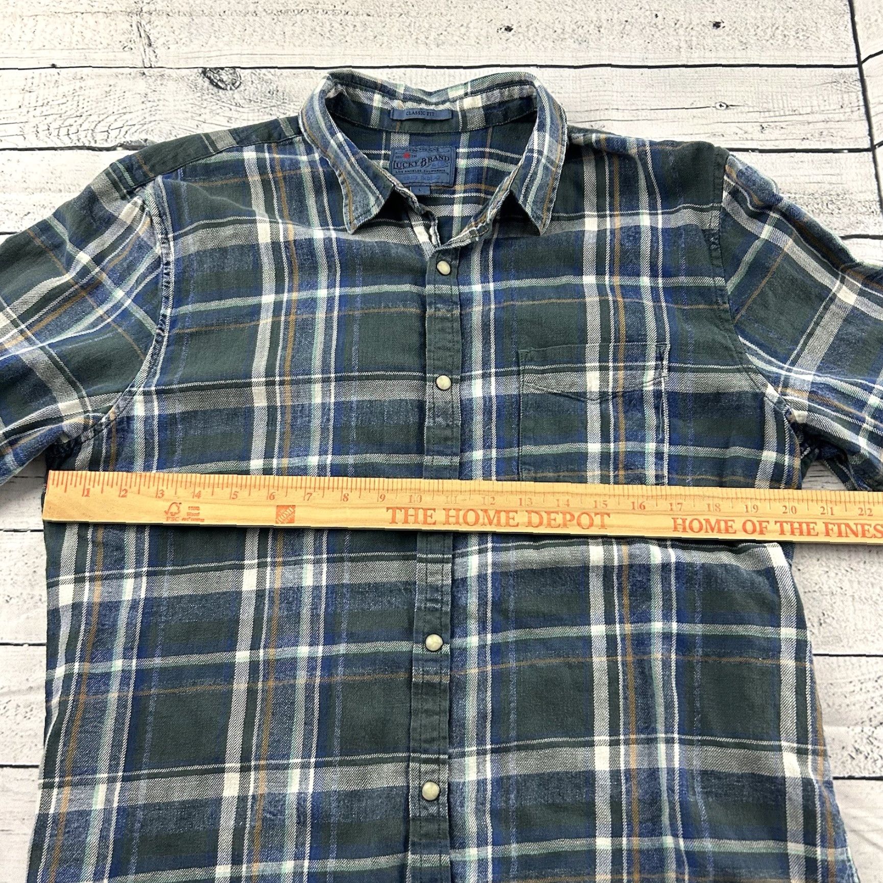 Lucky Brand Lucky Brand Classic Plaid Flannel Long Sleeve Button-Up Shirt Mens L Blue Size US L / EU 52-54 / 3 - 4 Thumbnail