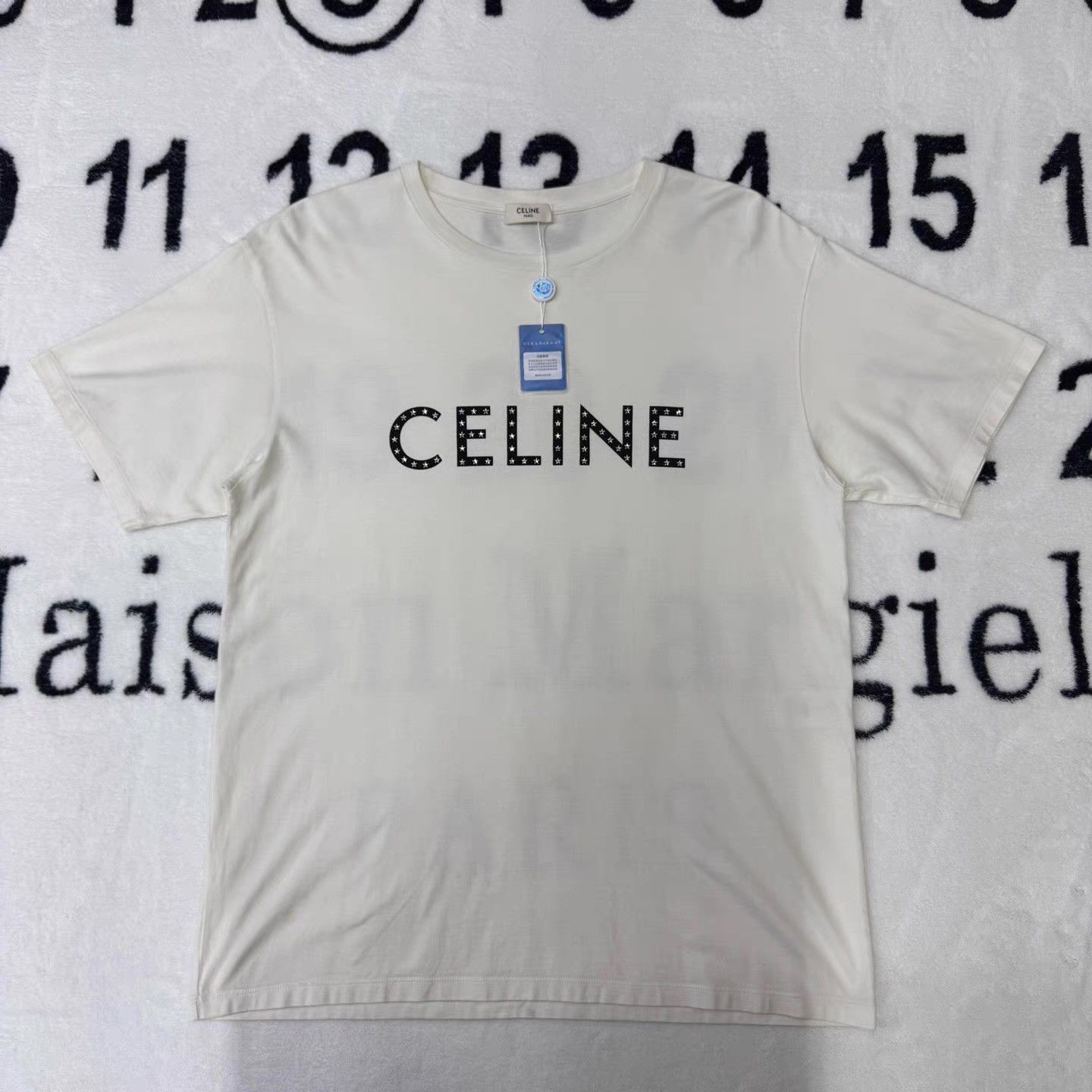 Celine White Short-Sleeve Graphic T-Shirt Size US M / EU 48-50 / 2 - 1 Thumbnail
