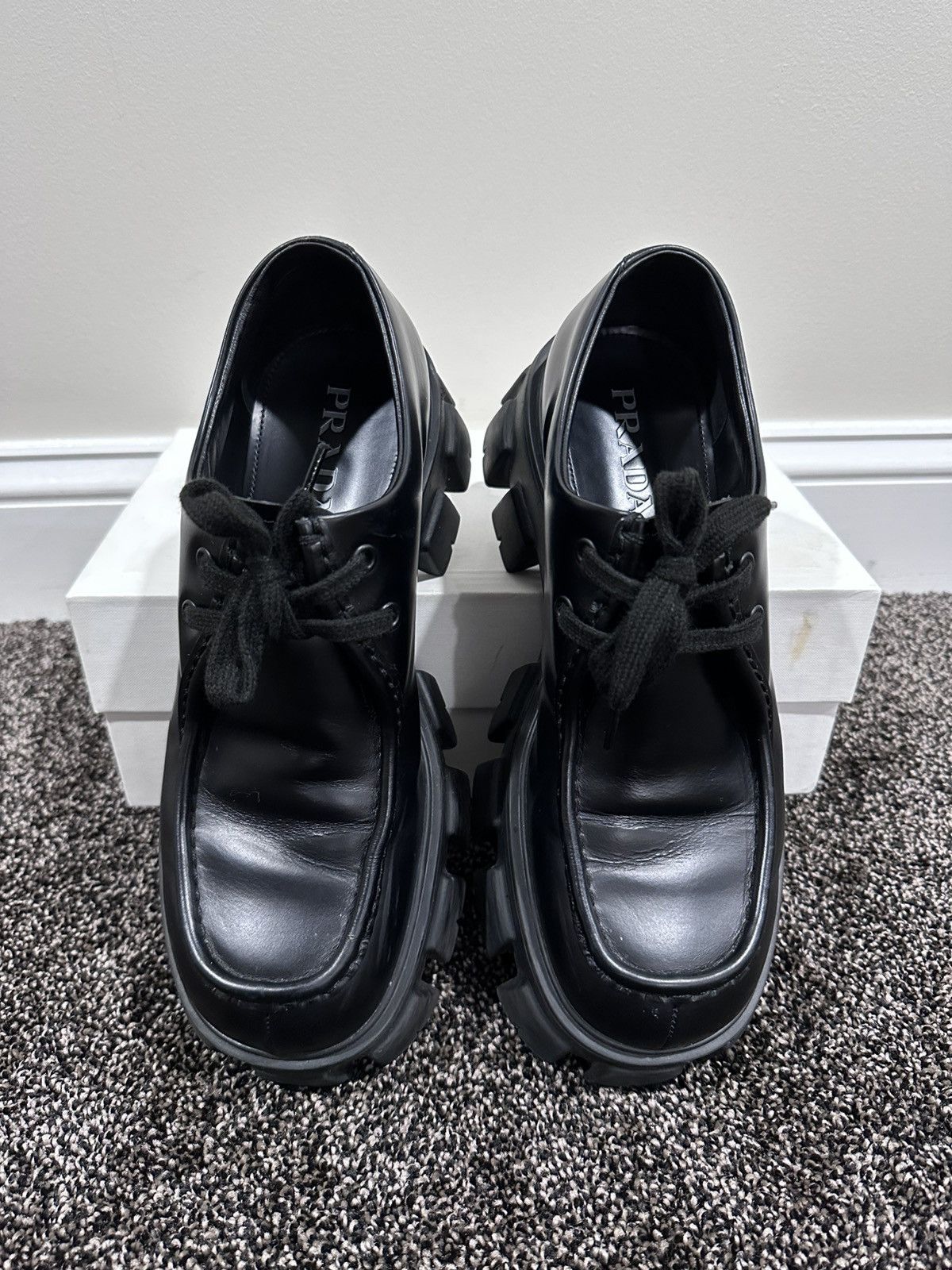 Prada Prada Monolith Chunky Sole Black Leather Derby Size US 8 / EU 41 - 7 Thumbnail