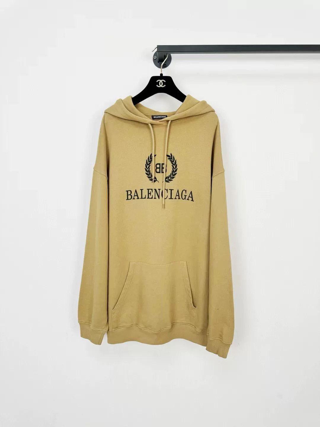 balenciaga beige hoodie with logo