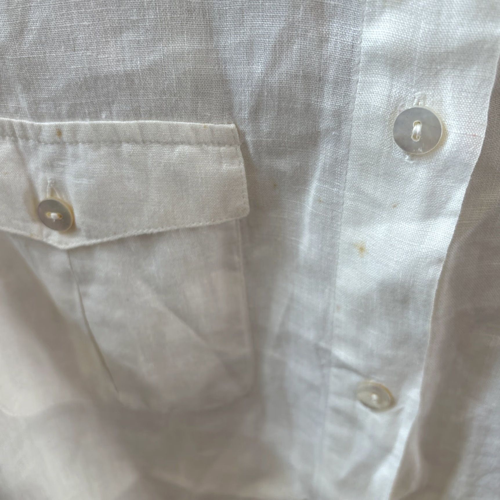 Max Mara Max Mara Button-Up Shirt Linen Long Sleeve Collared Pockets Ivory 12 Women Size XL / US 12-14 / IT 48-50 - 6 Thumbnail