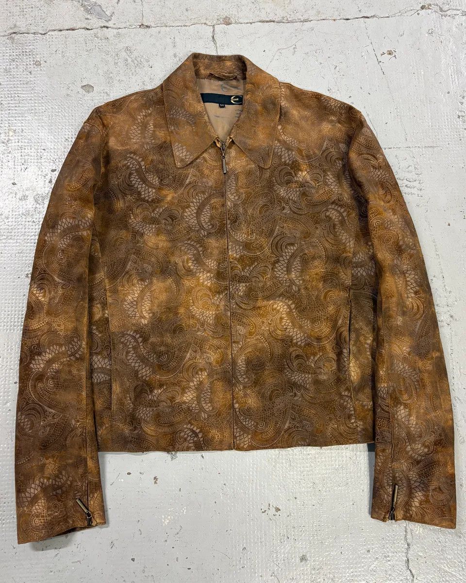 Roberto Cavalli 2000s Roberto Cavalli Brown Asian Dragon Leather Biker Jacket Size US L / EU 52-54 / 3 - 1 Thumbnail
